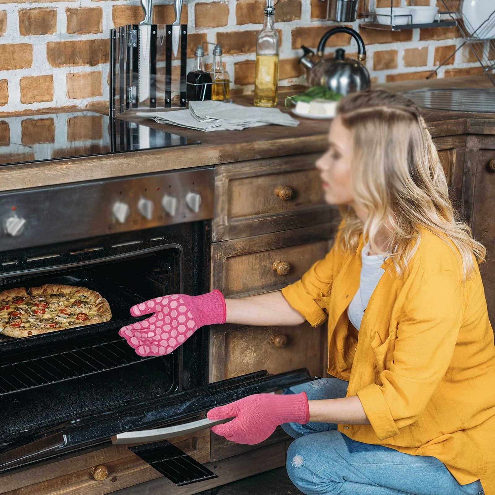Rękawice piekarnik antypoślizgowe grillowanie rękawice kuchenne grill gotowanie pieczenie kobiety