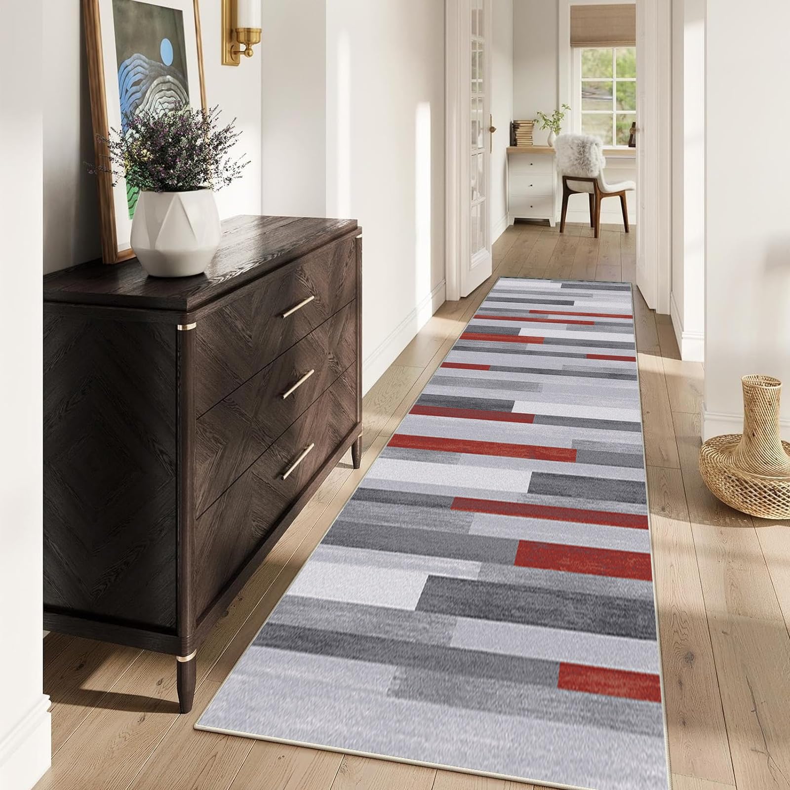 Alfombra de pasillo moderna de 100x190 cm lavable para aseo y cocina