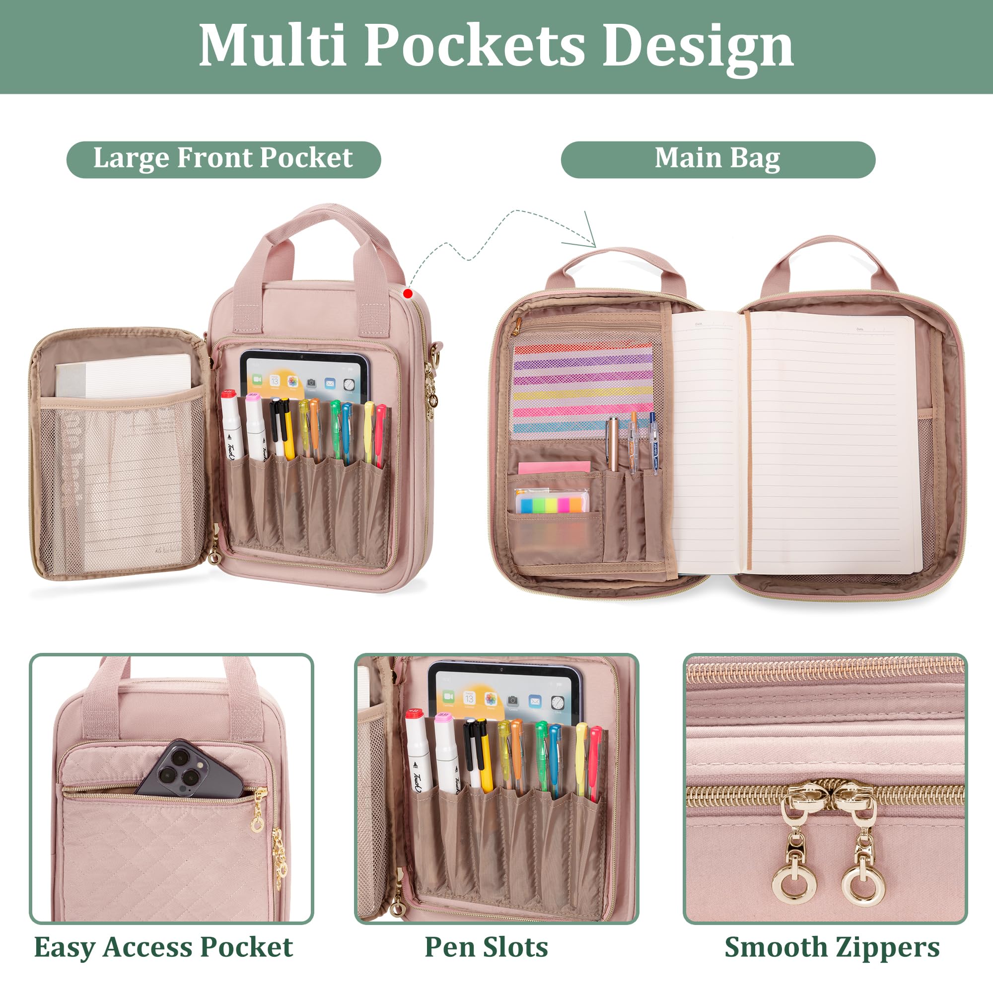 Teamoy Multi-Functional Journal Supplies Storage Case, Notebook Holder with Pen Slots - Image 3