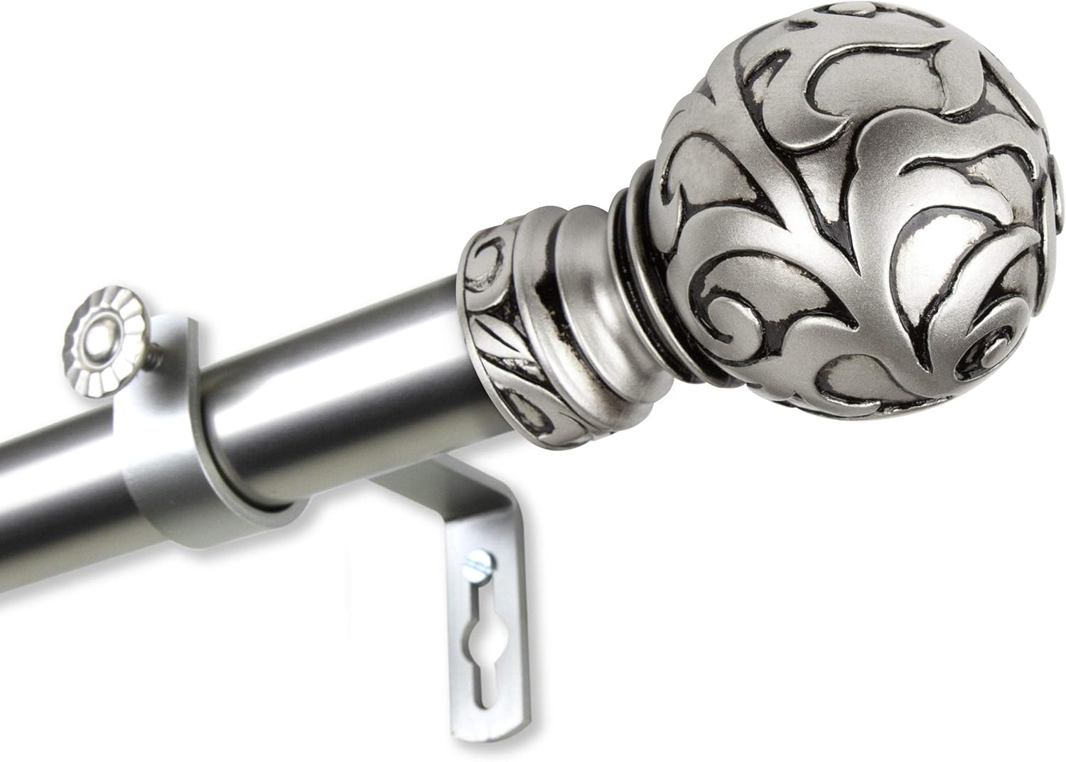 Silvanus 1 inch Diameter Adjustable Curtain Rod Satin Nickel 48 to 84 inches Silver Finish
