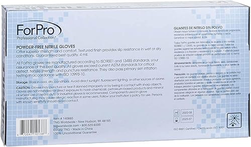 Miniatura 3 de ForPro - Guantes desechables de nitrilo resistentes a productos químicos, sin polvo, sin látex, no estériles, seguros para alimentos, 4 mil, azul,