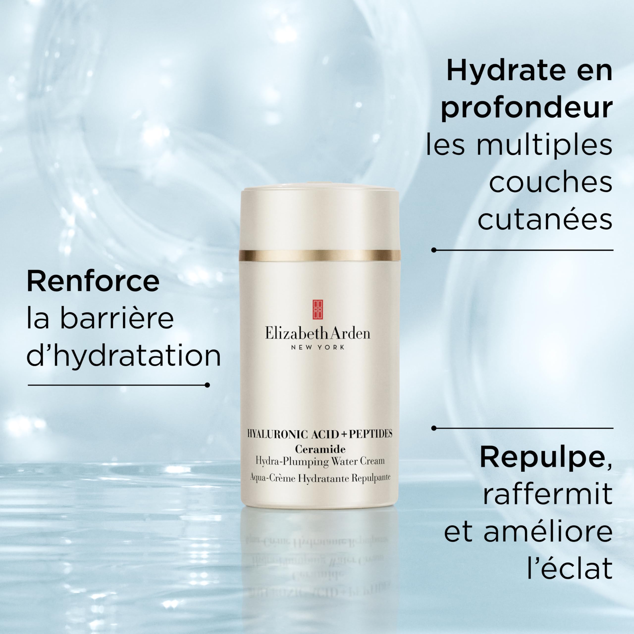 Elizabeth Arden - Crème Hydratante à l'Acide Hyaluronique + Peptides et Céramides, Pour une Peau Plus Rebondie, Plus Ferme et Eclatante, Skincare Léger, Pour tous Types de Peau