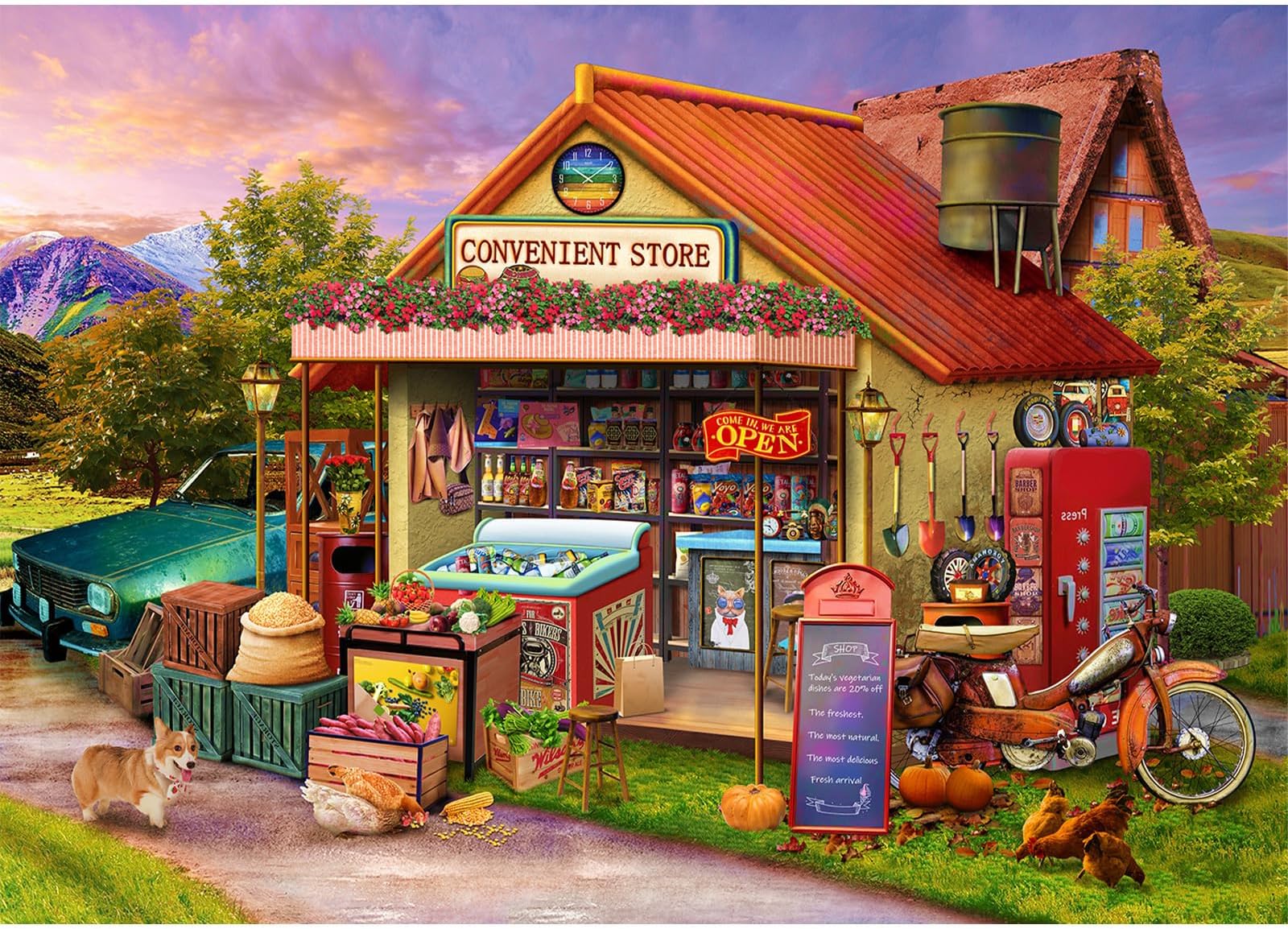 Jigsaw Puzzles for Adults 1000 Pieces, Country Store Interlock Perfectly Letter on Back No Dust, Home Decor Birthday Party Gift Toy for Men Women Olders Seniors (27.5"x19.6"), 1:1 Poster