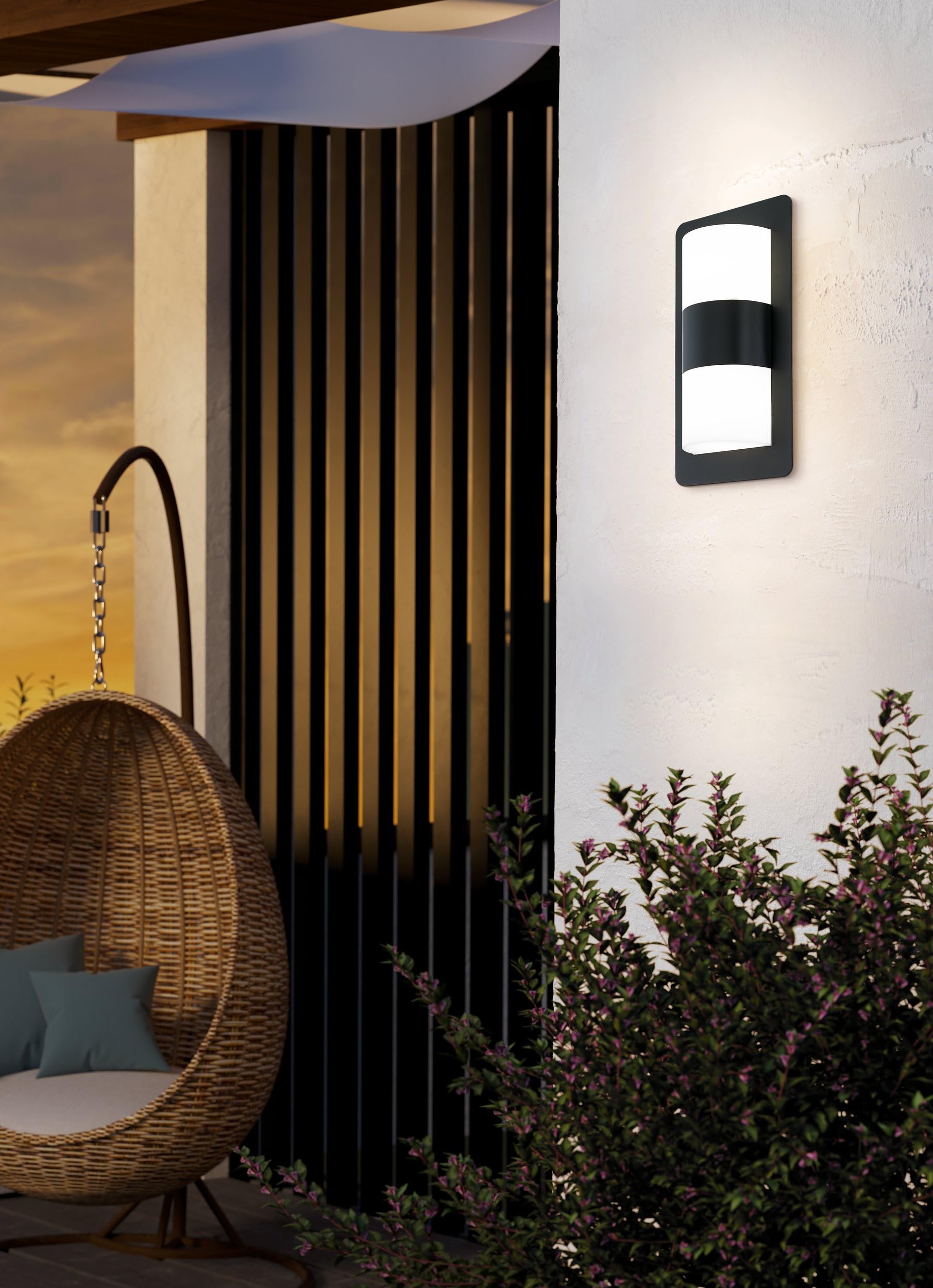 EGLO Applique murale extérieure Cistierna, lampe murale 2 flammes en acier | et plastique anthracite, douille E27, IP44