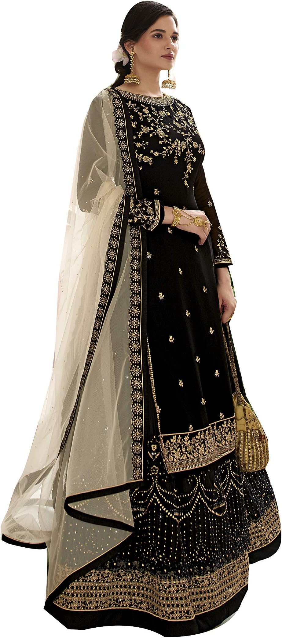 Delisa New Indian/Pakistani Eid Special Party/Ethnic wear Georgette Straight Ghagra Style Salwar Kameez Suit for Womens-2085