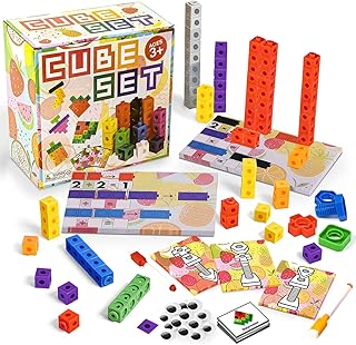 Math Number Blocks STEM Cubes Manipulatives Cubes - 100Pcs+ Math Games for Kids 6-8 Toys Number Blocks STEM Toy Supplies Construction Toy Gift for Preschool Kindergarten Learning Abacus Building