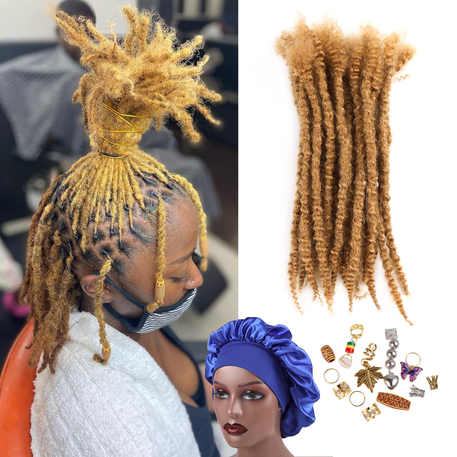 Orientdreads Textured Loc Extensions with curly ends,Human Hair 100% Human Hair Full Handmade for Women/Men Can Be Curled and Bleached (#27, 8in 0.4cm