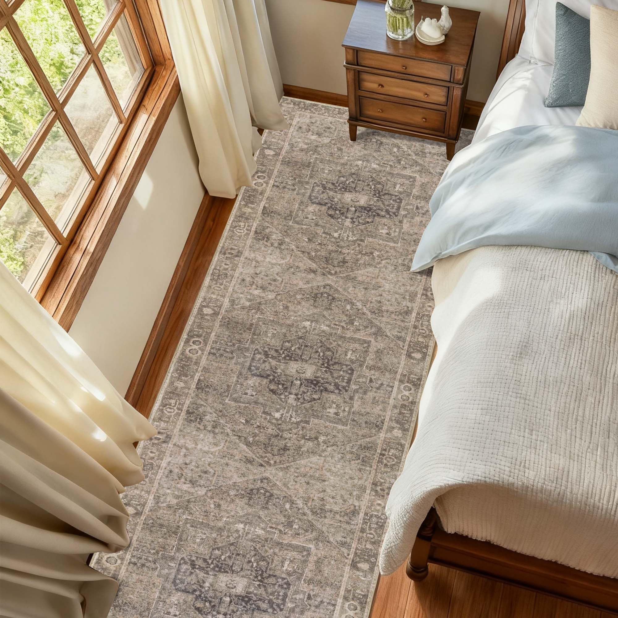 Homcomodar Tappeto Corridoio Nero Marrone 80x300cm Tappeti Passatoia Lungo Cucina Lavabile in Lavatrice Antiscivolo Tapette Camera da Letto Scendiletto Cameretta Ufficio Pelo Corto Carpet