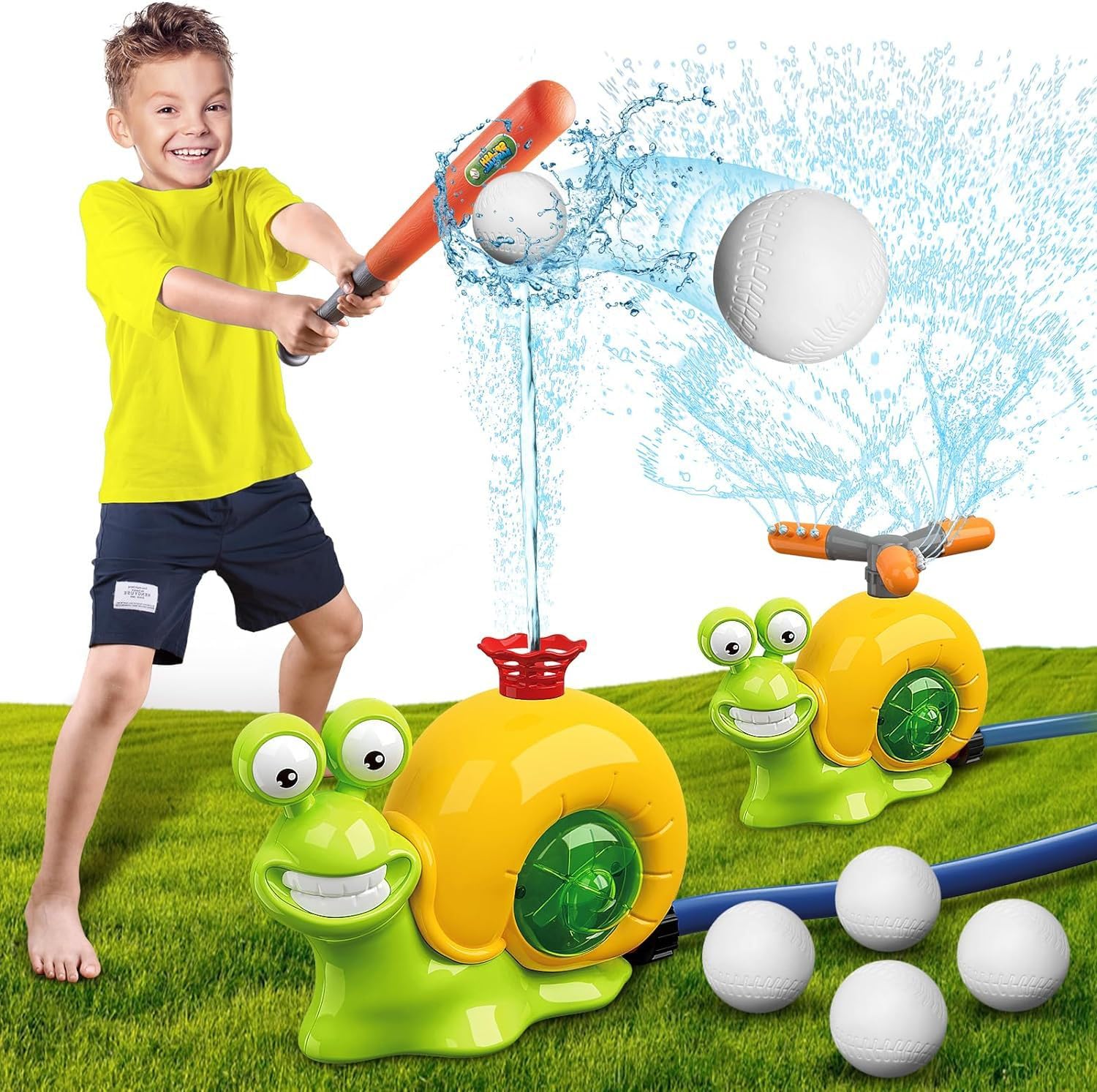 2 in 1 Water Sprinkler Baseball Toy,Funny Impact Resistant Sprinkler Toy, Baseball Toy Sprinkler For Kids, Sprinkler For Kids, Toddler Sprinkler Baseball Set,Sprinklers With Baseballs & Bats (Plane)