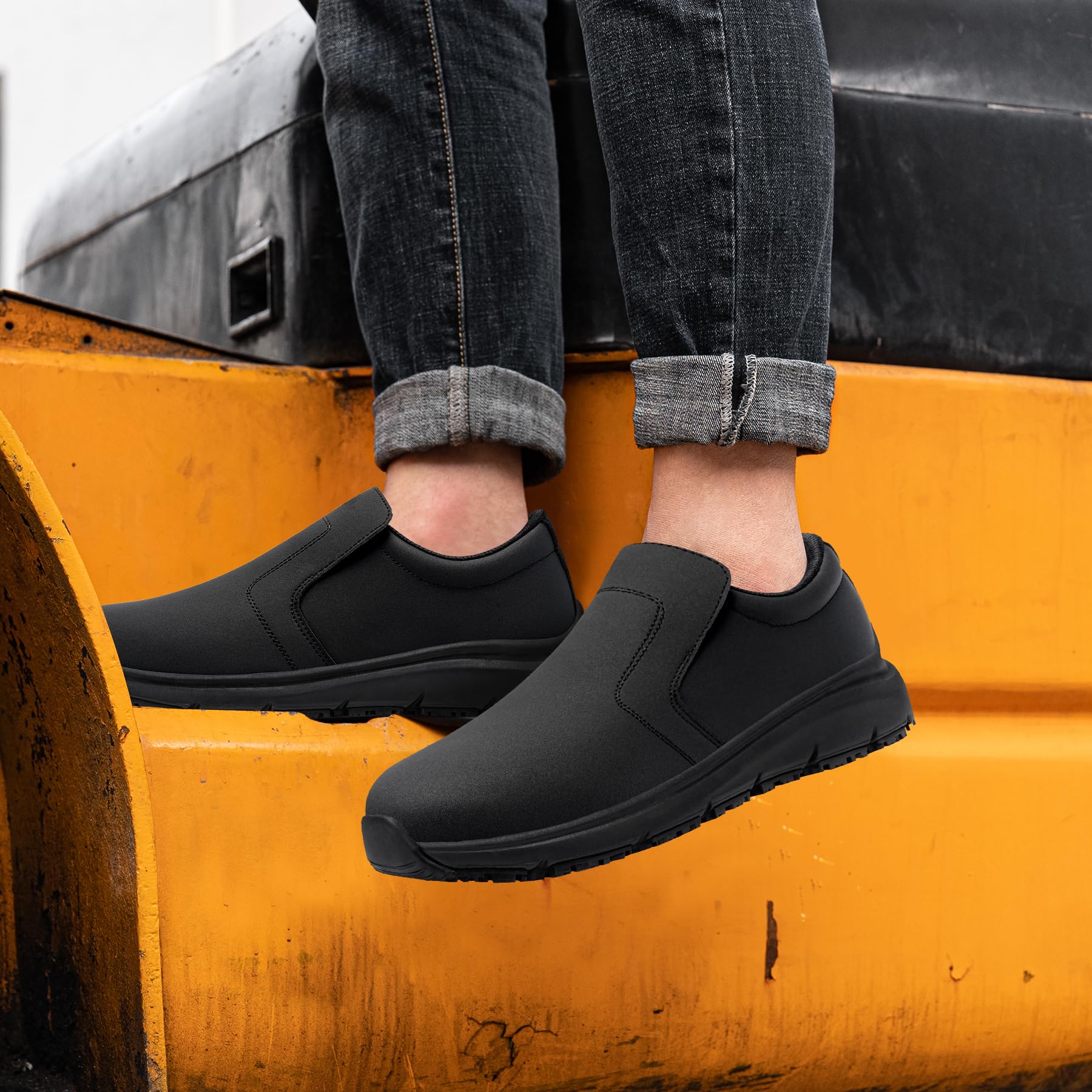 Sicherheitsschuhe Herren Damen rutschfeste Kochschuhe wasserdichte Arbeitsschuhe Küche Leicht SRC Bequemer Dämpfung Arbeitsschuh mit Stahlkappe