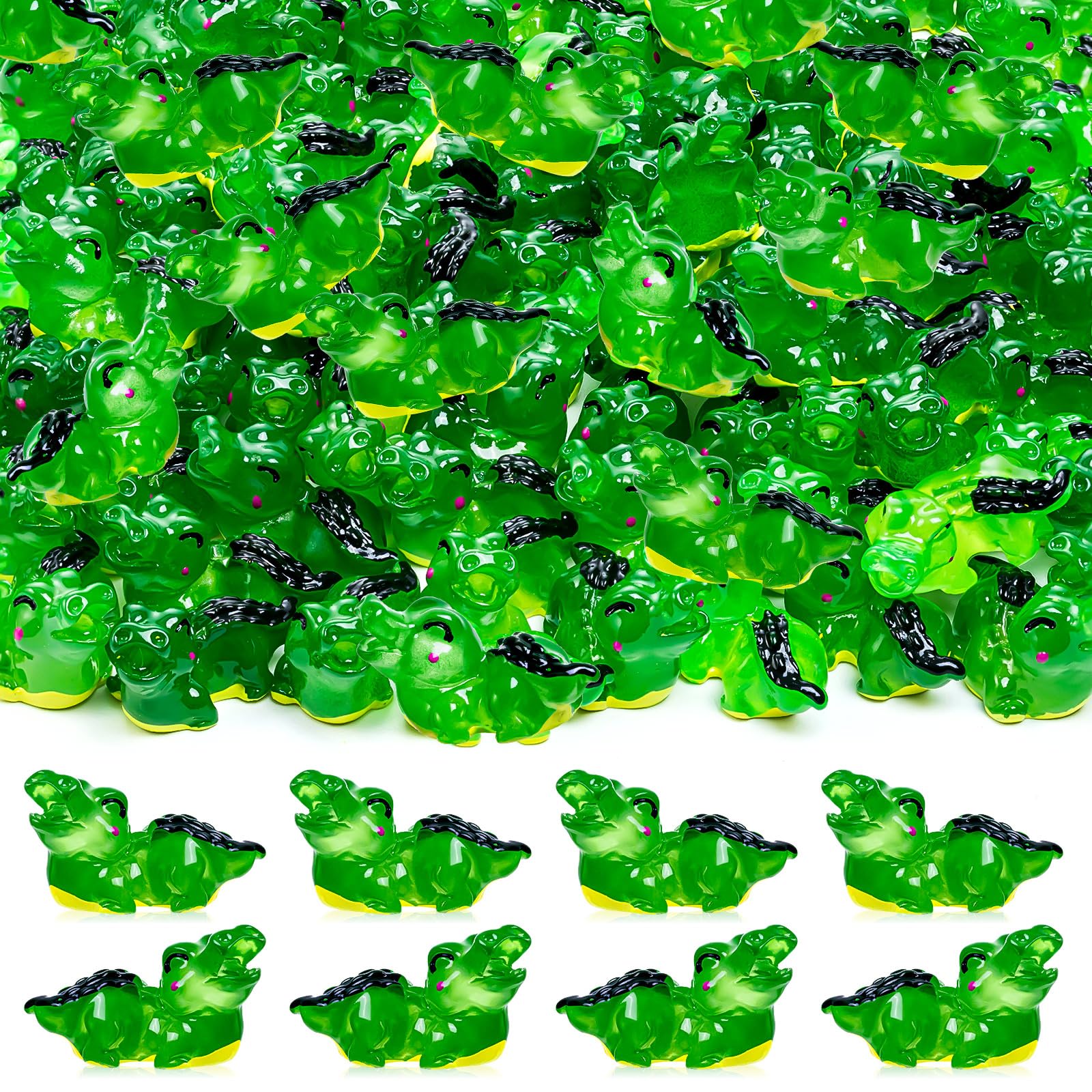 LSLYHTC 52PCS Luminous Miniature Crocodiles Figurines, Mini Resin Crocodile Glow in The Dark, Cute Tiny Alligator Bulk for Fairy Garden Miniature Moss Landscape DIY Craft Home Decor