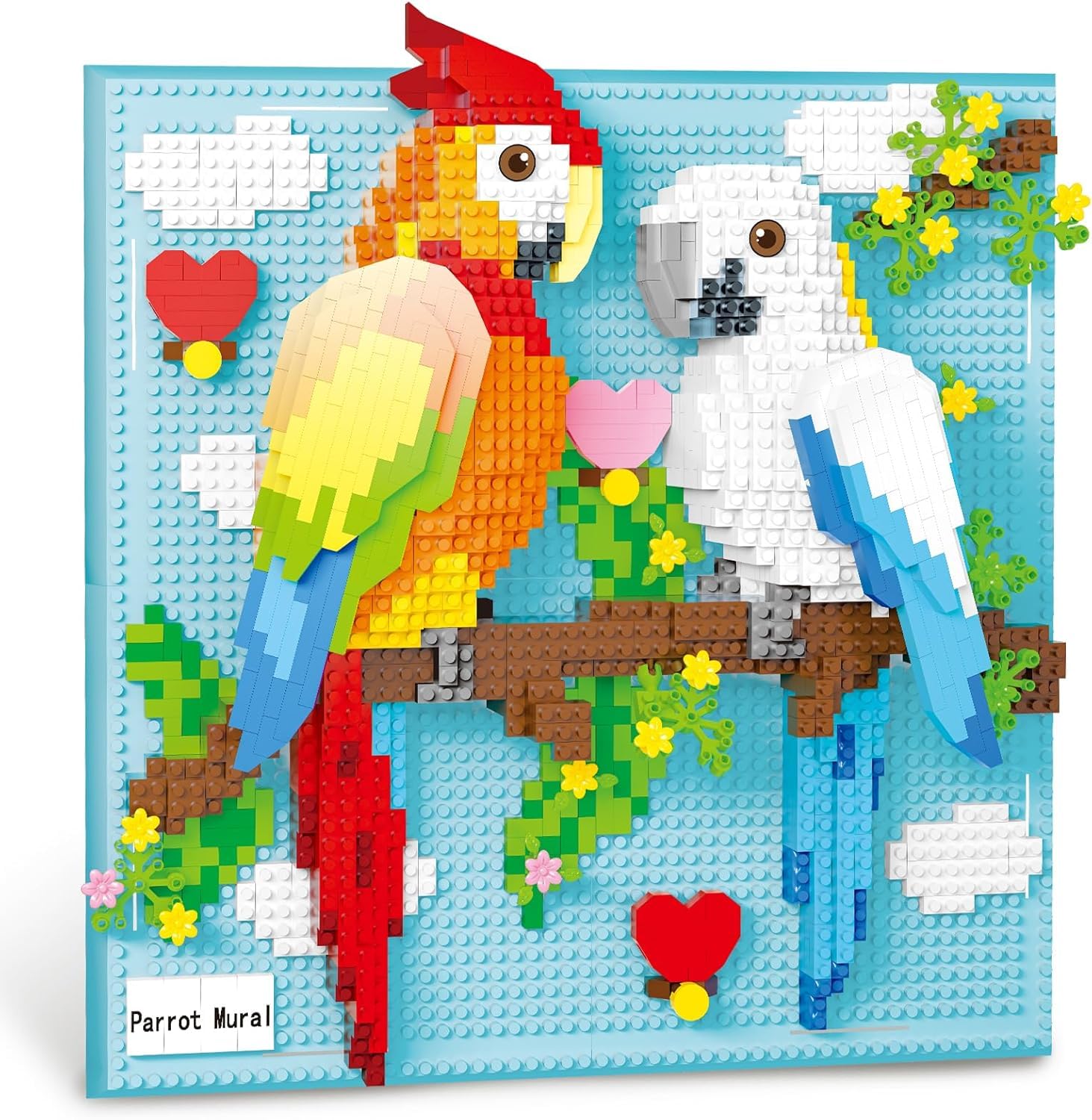 Wall Art Parrot Building Blocks Set, 1700 Pcs 3D Parrot Animal Micro Mini Building Blocks Set for Adults, Unique Home Wall Decor or Table Display, Creative Birthday Gift Toy for Teens