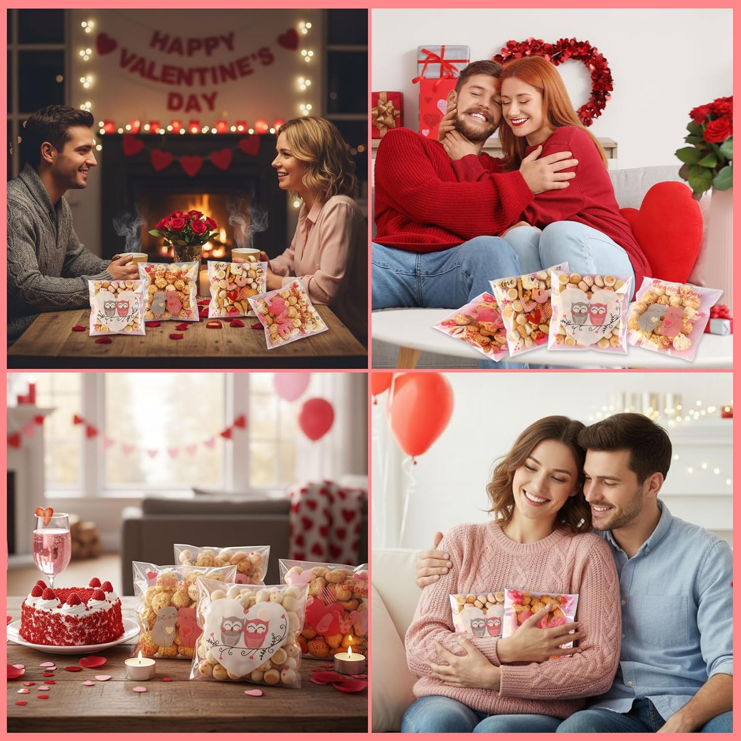 Valentines Goodie Bags, 100Pcs Valentines Cellophane Treat Bags, Self Sealing Plastic Self-adhesive Snack Candy Gift Wrap Ziplock Bag for Valentine's Day Party Supplies Mini Gift Bag Bulk Decorations - Image 7