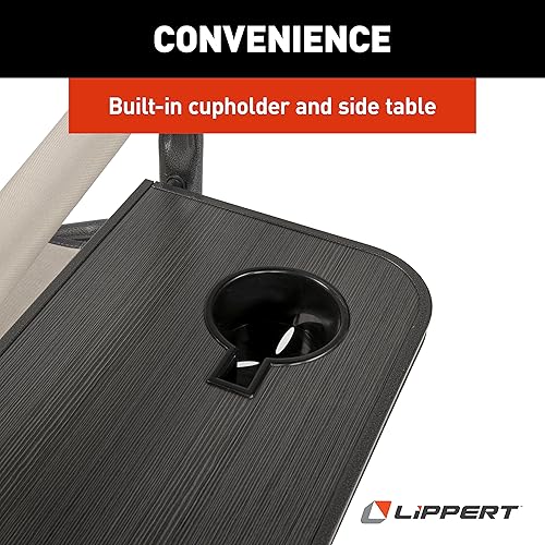 Miniatura 6 de Lippert Components Scout Plus - Silla de director con mesa auxiliar para campamento, plegable, marco de tubo de acero, poliéster 600D, revestimiento