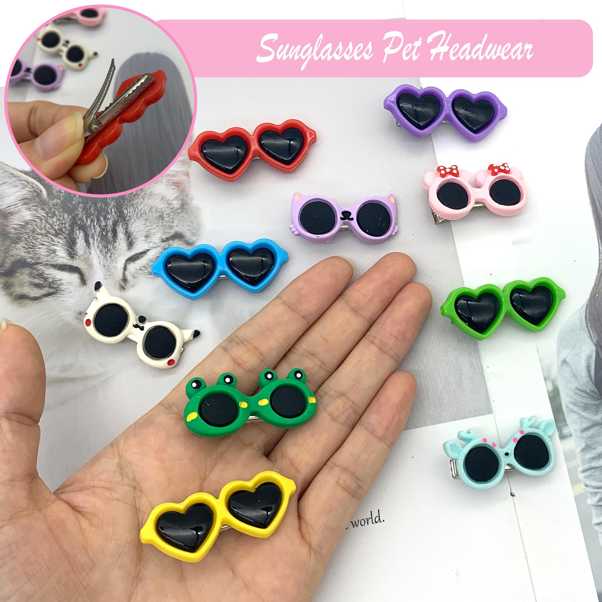 DHER 10 Pieces Pet Hair Clips Small Pet Hair Clips Small Animal Hair Clips Dog Headwear Cute Cat and Party Accessories Dog (A) - Image 3