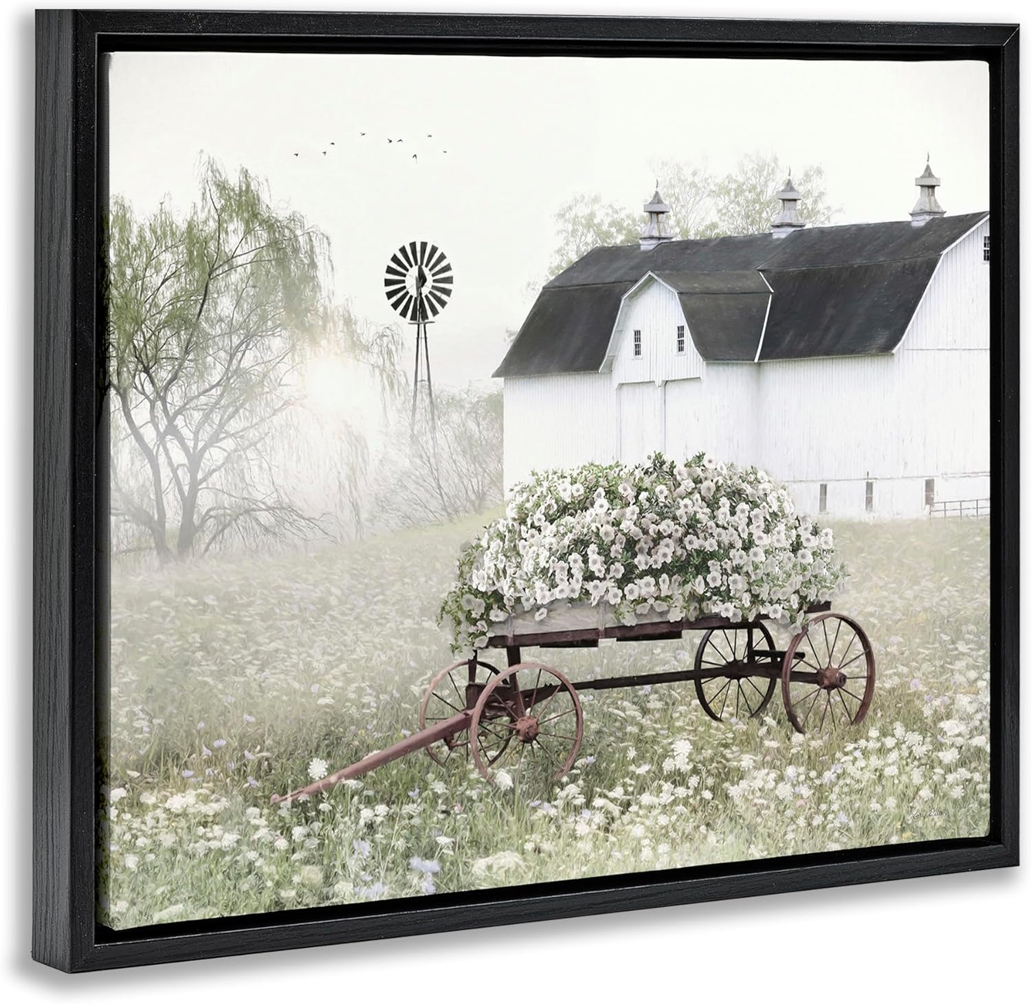 Stupell Industries Endearing Vintage Flower Wagon Rural Country Barn Floating Framed Wall Art, Design By Lori Deiter