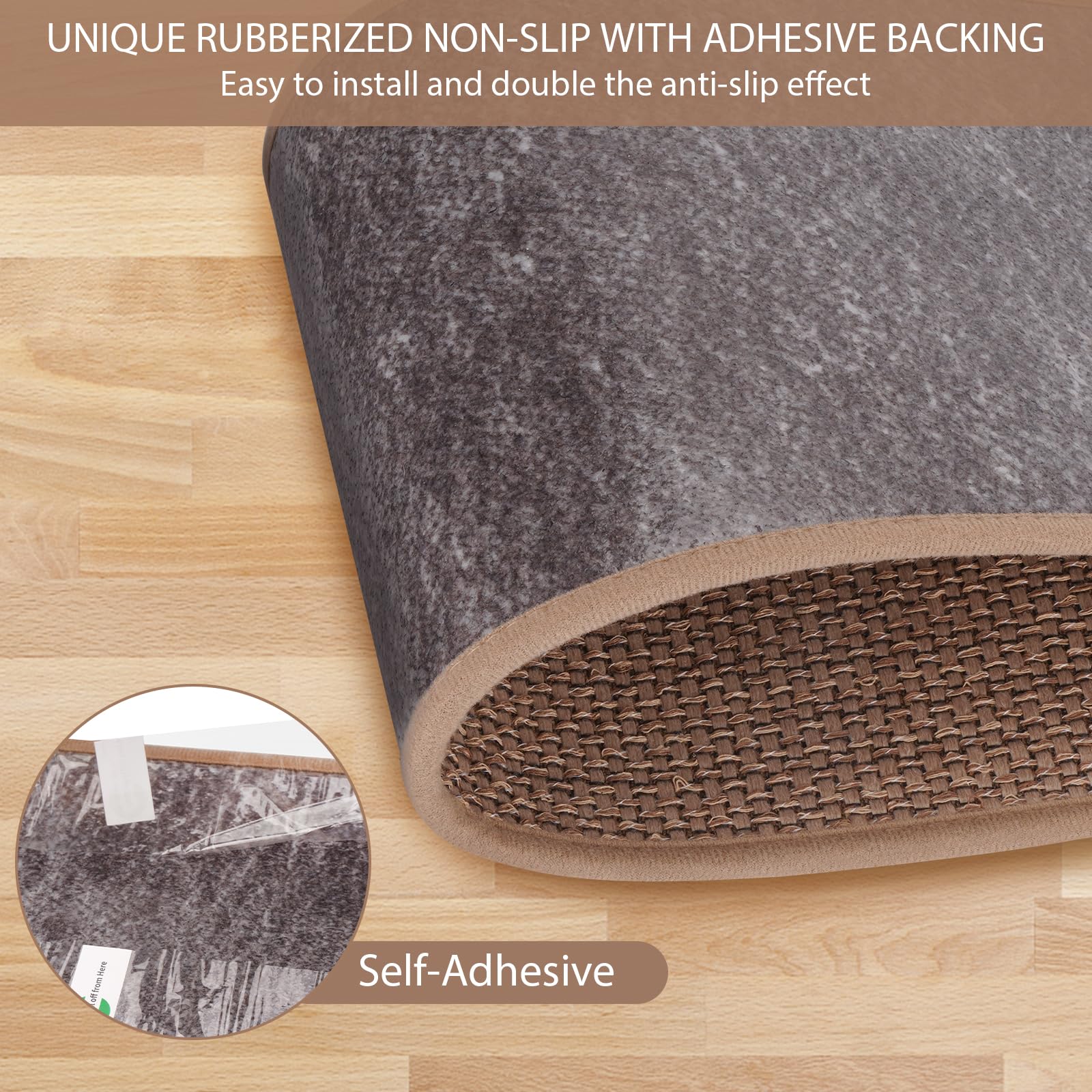 Stair Treads for Wooden Steps Indoor - NEICAGNE Stairs Carpet Non Slip 15 Pack, 8"x30" Stair Runners for Wooden Steps, Peel and Stick Stair Treads for Kids, Elders, and Pets