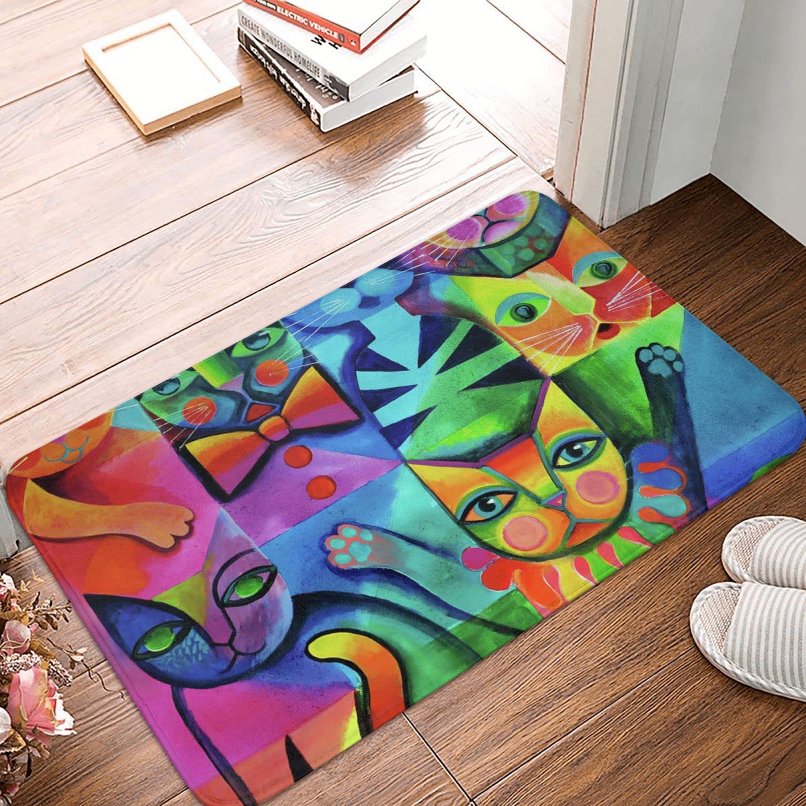 Tapis d'extérieur Halloween chat mignon paillasson entrée 65x90cm