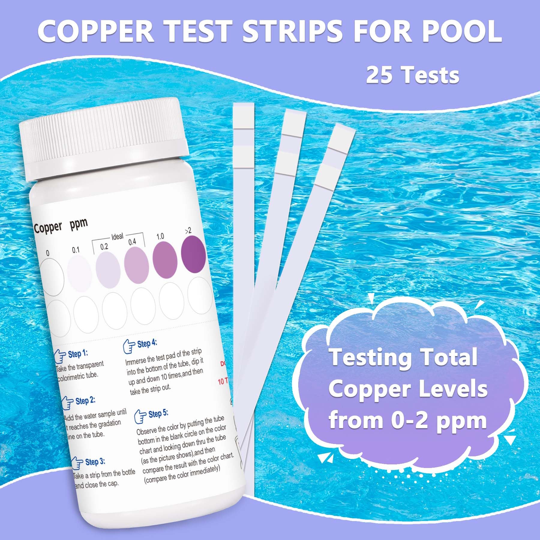 Snapklik.com : Copper Test Strips For Pool Water: 25 Counts Pool Copper ...