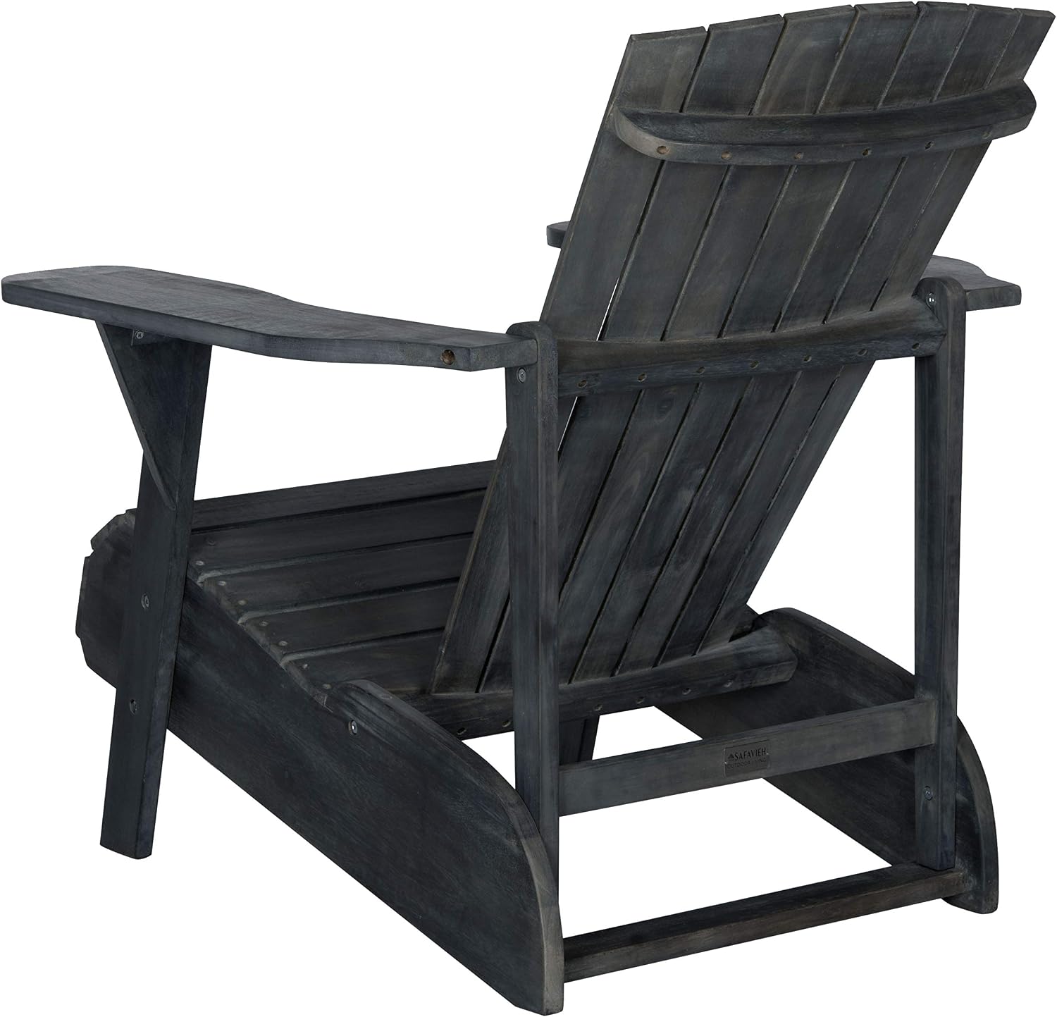 SAFAVIEH Outdoor - Vista Solid Wood Adirondack Chair, Dark Slate Grey, 13.4" Seat Height, Built-in Wine Glass Holder, Acacia Wood for Deck, Patio, Backyard (PAT6727K)