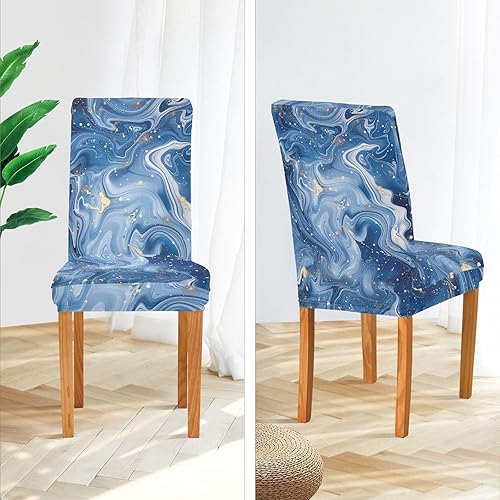 Miniatura 4 de Blue and White Marble Decorative Office Chair Slipcover for Home Dining Room Decor Removable Hand Washable Chair Decor cobertor para sillas de