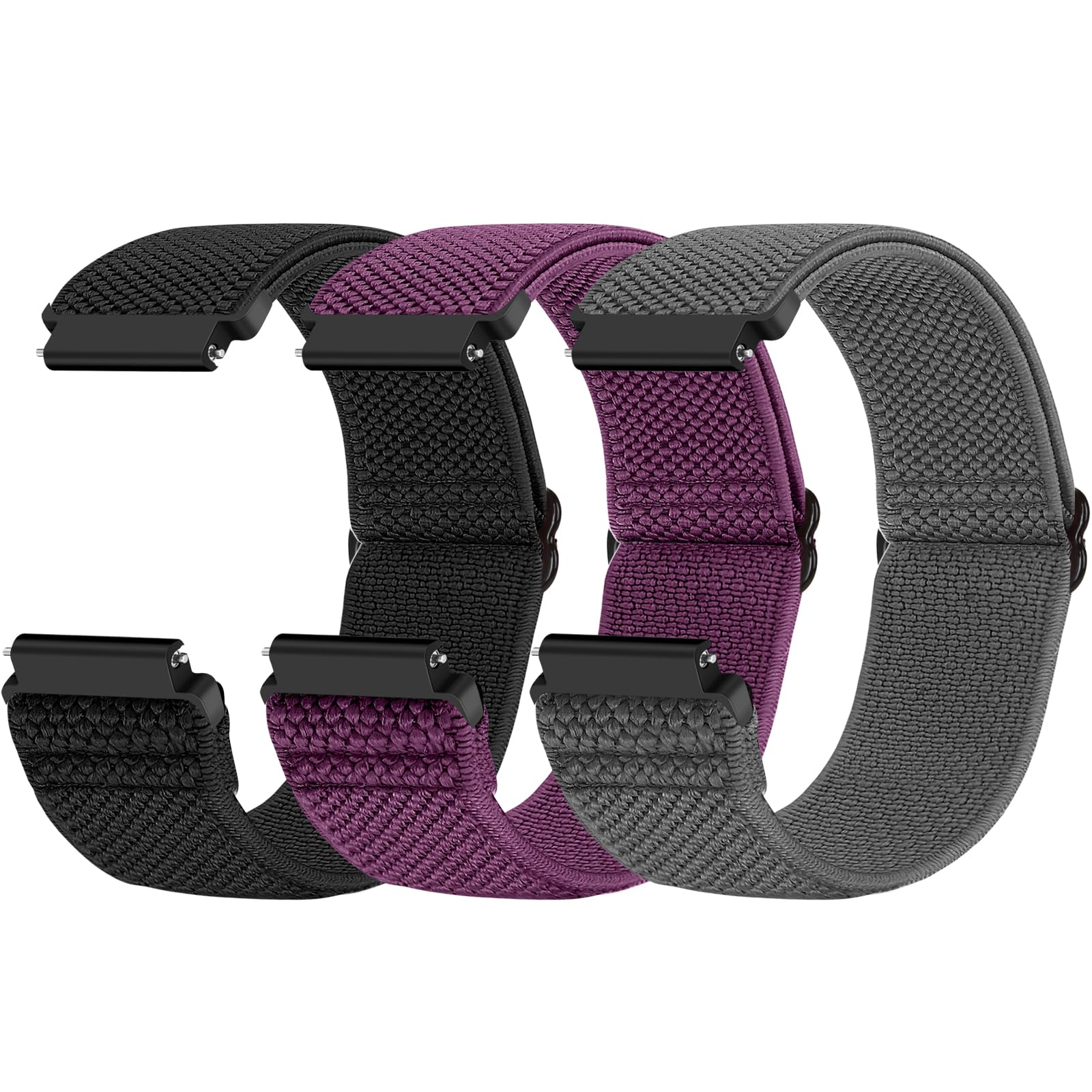 Compatible with 16mm 18mm 19mm 20mm 22mm 24mm Watch Bands Quick Release Replacement Wristband,Adjustable Stretchy Nylon Solo Loop Straps Fabric Braided Sport Elastic Bands for Men Women