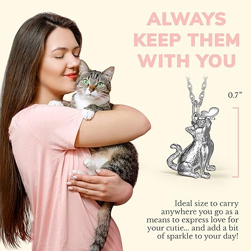 Miniatura 4 de SCAMPER & CO . Collar de plata de ley 925 chapado en rodio para mujer, collar con colgante de raza de perro o gato, cadena de cuerda con cierre