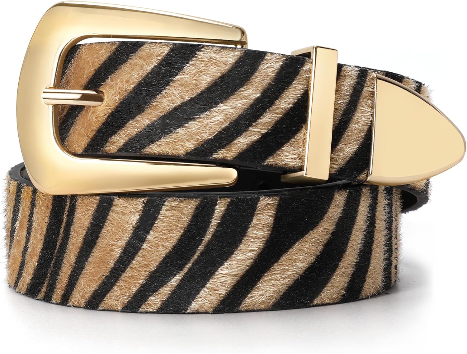 SUOSDEY Women's Leather Belts for Jeans Pants, Vintage Western Belt with Gold/Silver Buckle