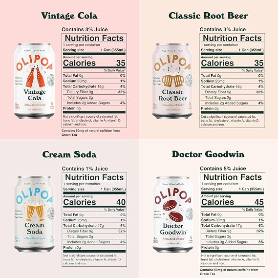 OLIPOP - Taste Test Pack, 12-Flavor Soda Variety Pack, Healthy Soda, Prebiotic Soft Drinks, Supports Digestive Health & Gut Health, High Fiber, Low Calorie, Low Sugar (12 oz, 12-Pack)