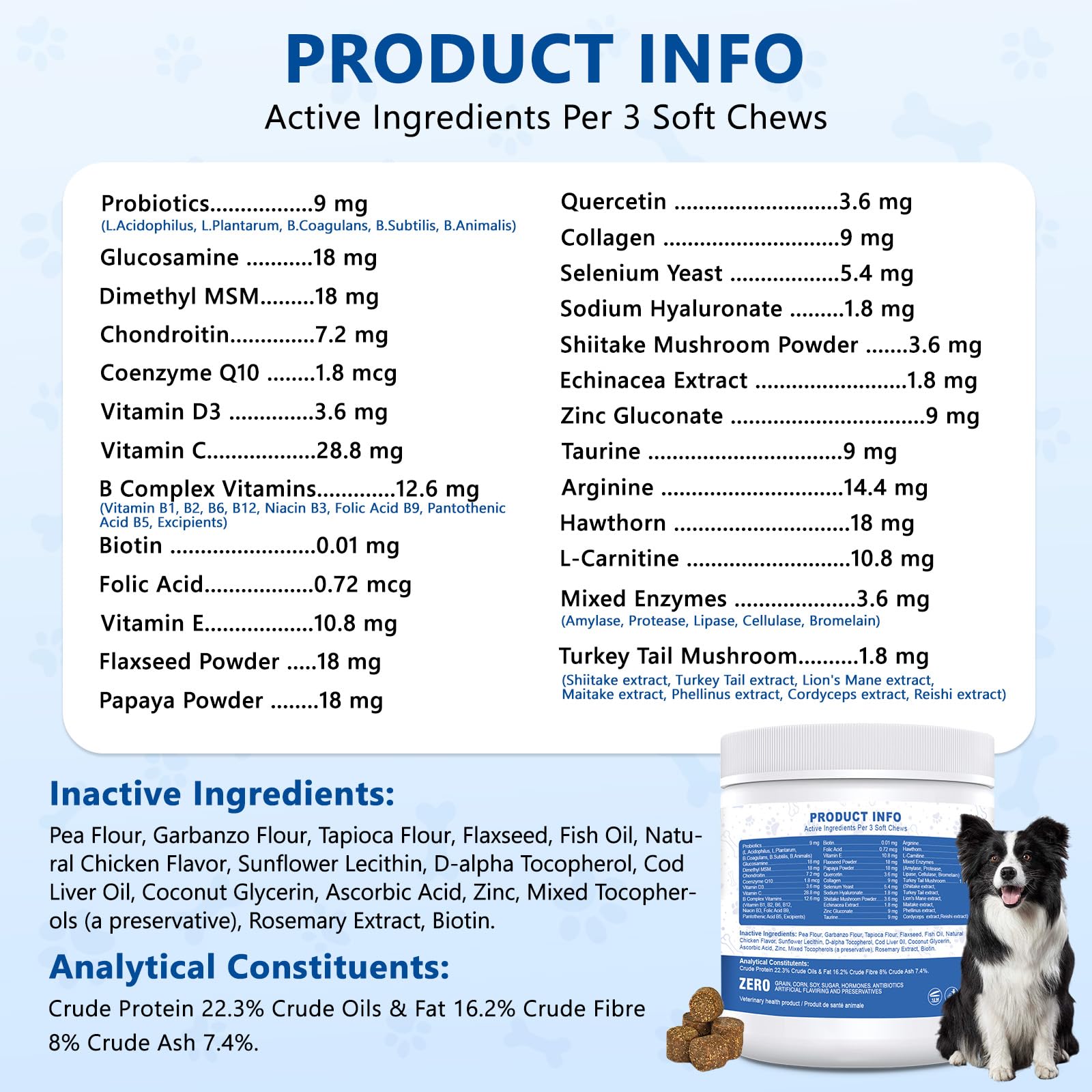 Dog Multivitamin Chews 150ct 40-in-1 Dog Vitamins and Supplements Chewable Contain Probiotics Omega-3 Glucosamine, Multivitamin for Dogs Skin Coat Heart Joint Liver Brain Eyes Immune Support — Amazon image 7