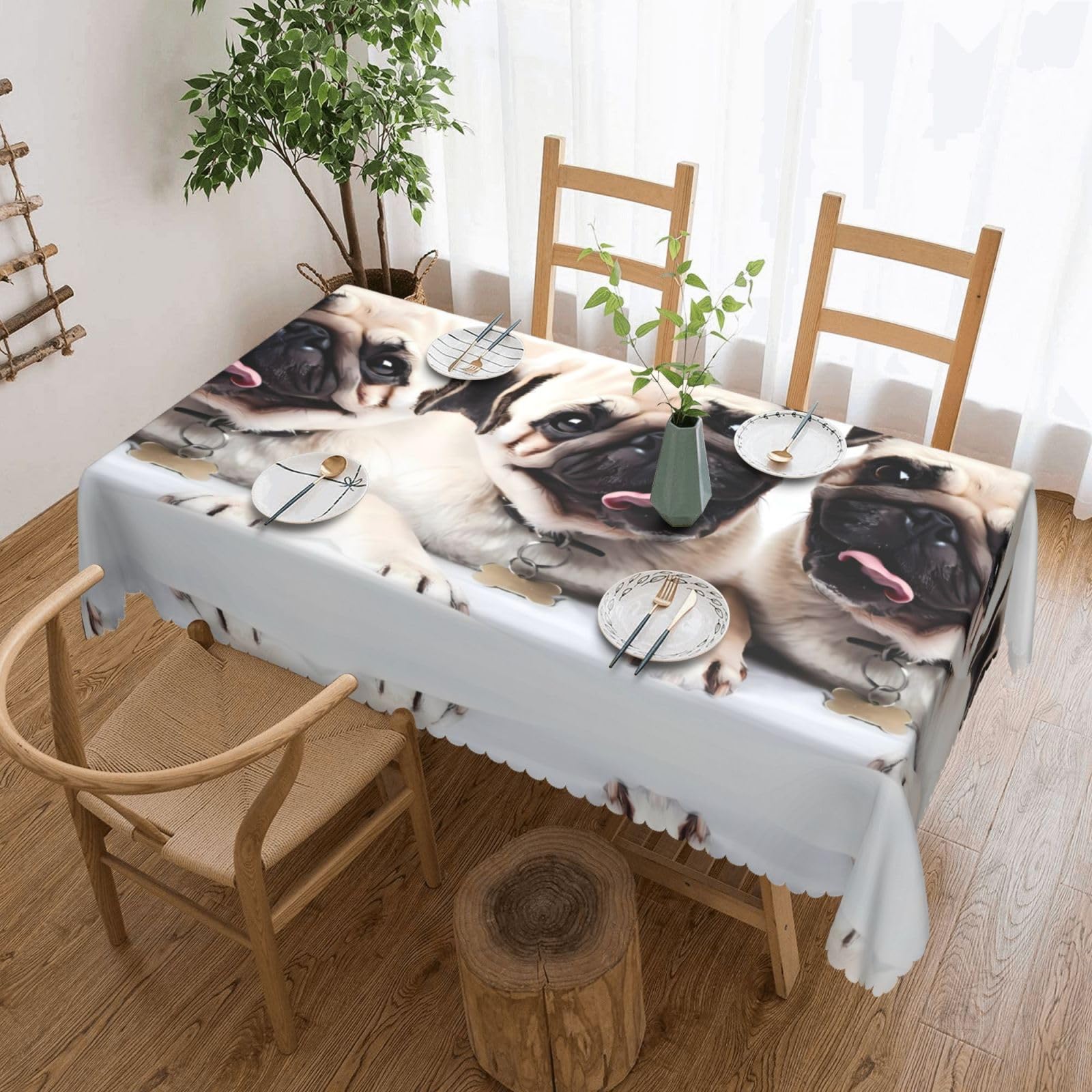 MROWYC Cool Pug Dog Printed tablecloths are suitable for hotels, picnics, and parties, and can effectively protect the tabletop