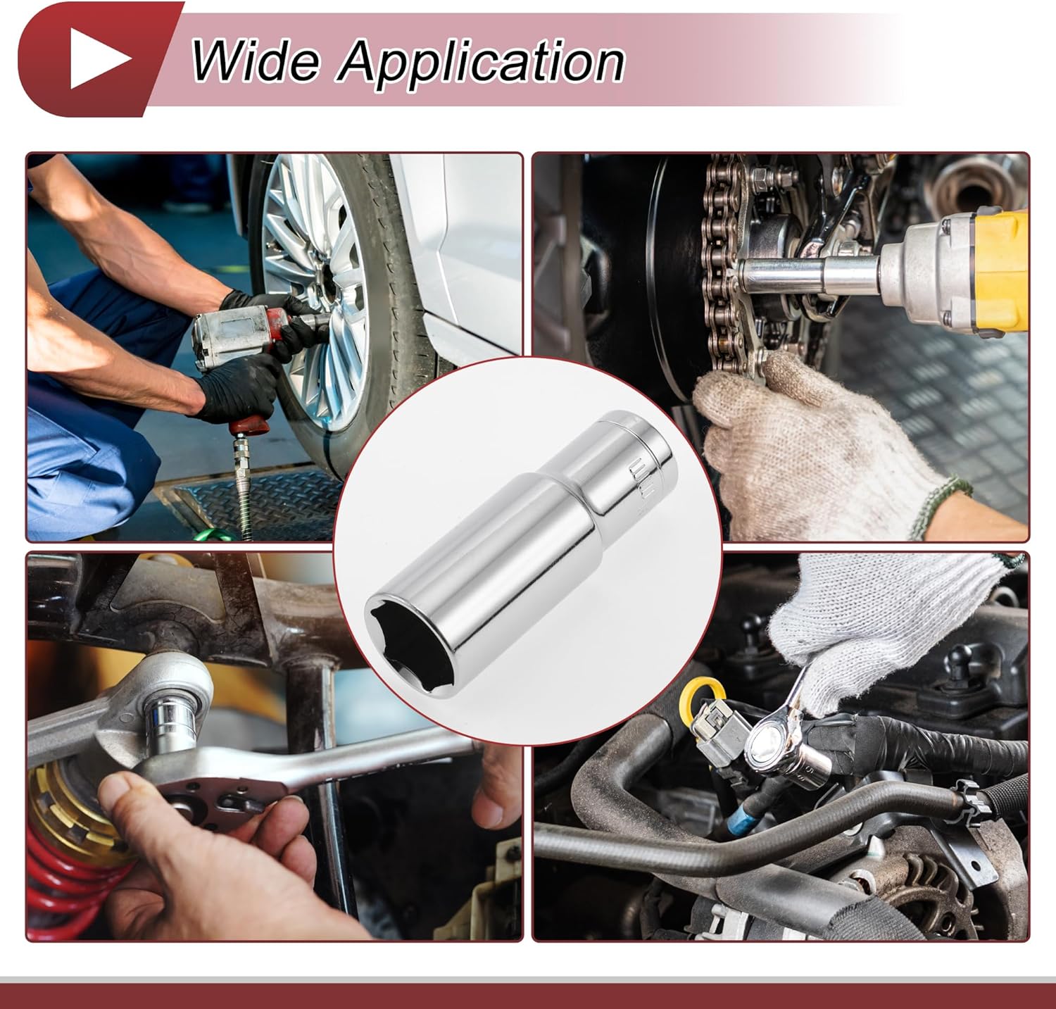 1 Pcs Impact Socket Durable Hardware Tool 80mm Silver Tone Chrome Vanadium Steel 6 Point 21mm for Car Motorcycle Dirtbike Repair Deep 1/2 Inch Drive