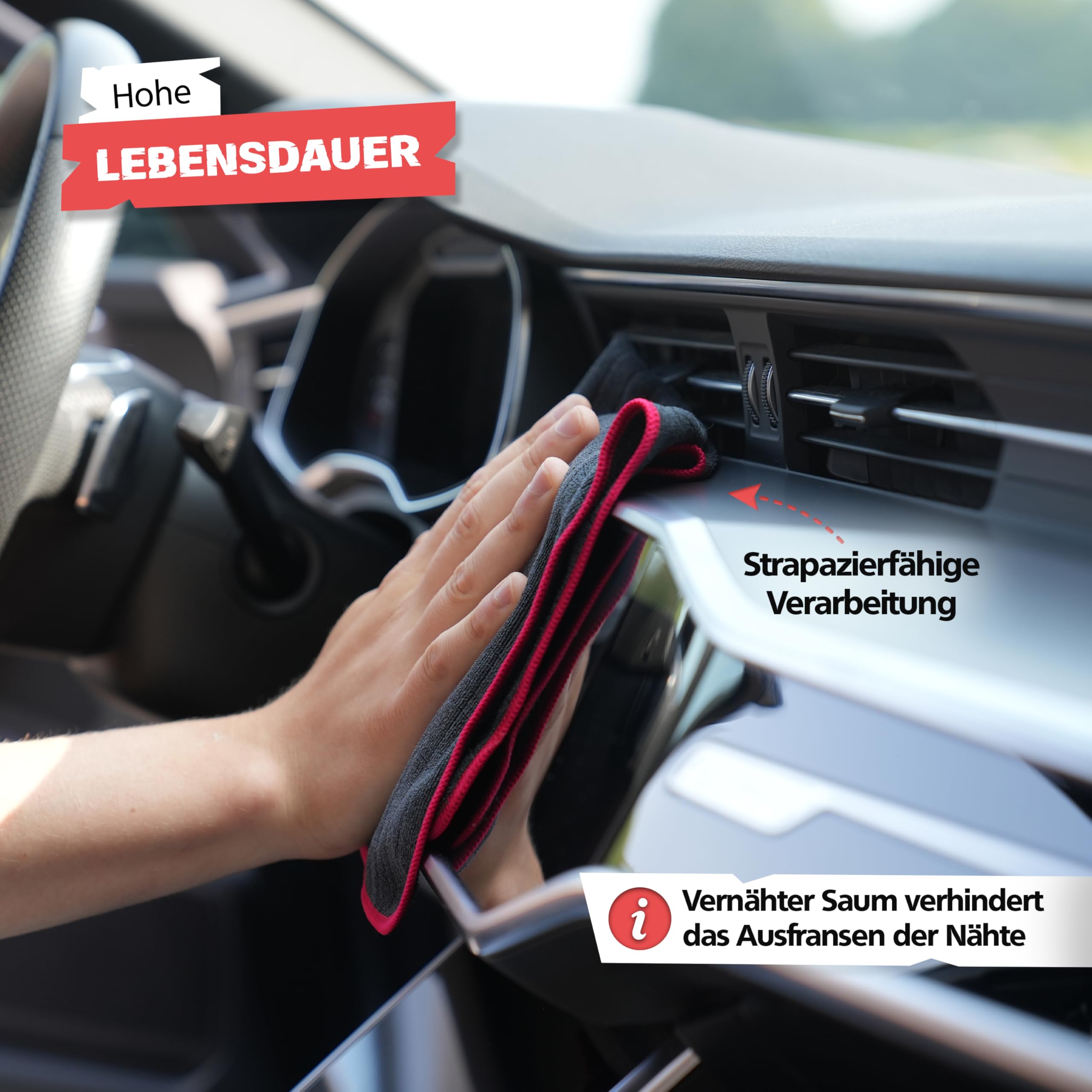 SPRINGER ZX1300 4 x Mikrofasertuch Auto 40 x 40 cm, 380 GSM | 100% kratzfrei & schonend | extrem saugfähig & fusselfrei | Reinigungs- & Poliertücher für die Autopflege