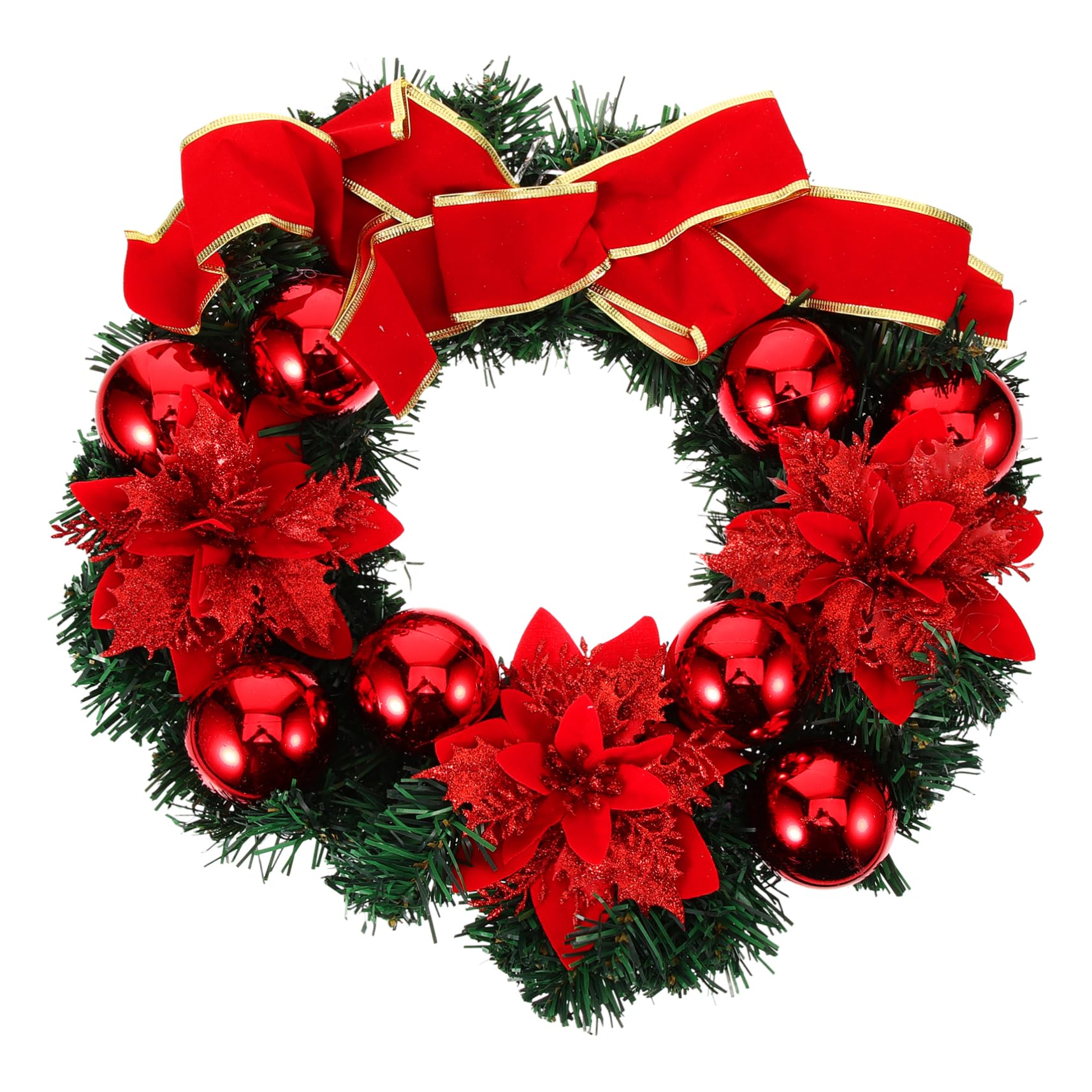 Couronne de Noël artificielle rouge de 30 cm pour sublimer votre porte d'entrée