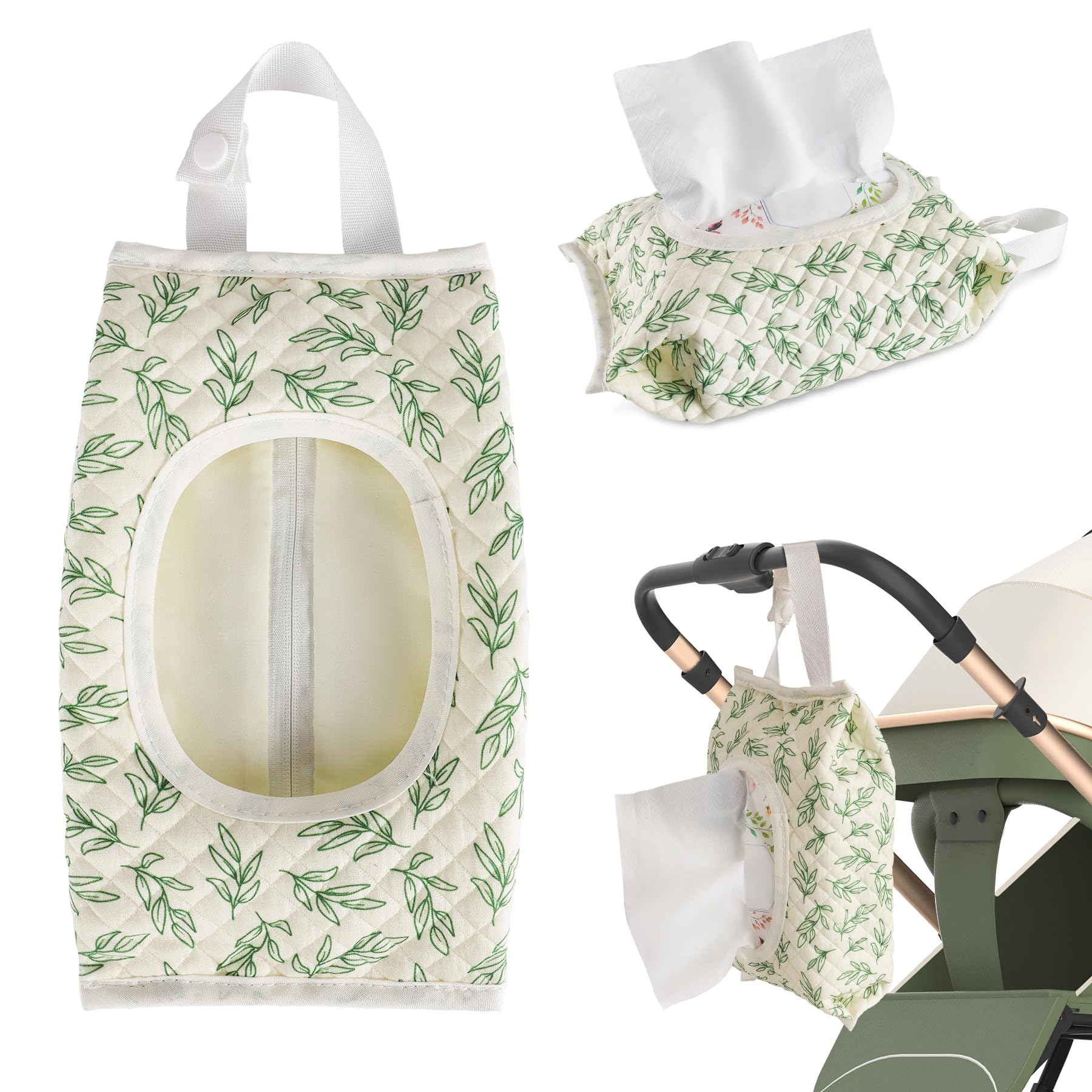 COOLBEBE Quilted Baby Wipe Holder, Floral Reusable Wipes Pouch for Outdoors