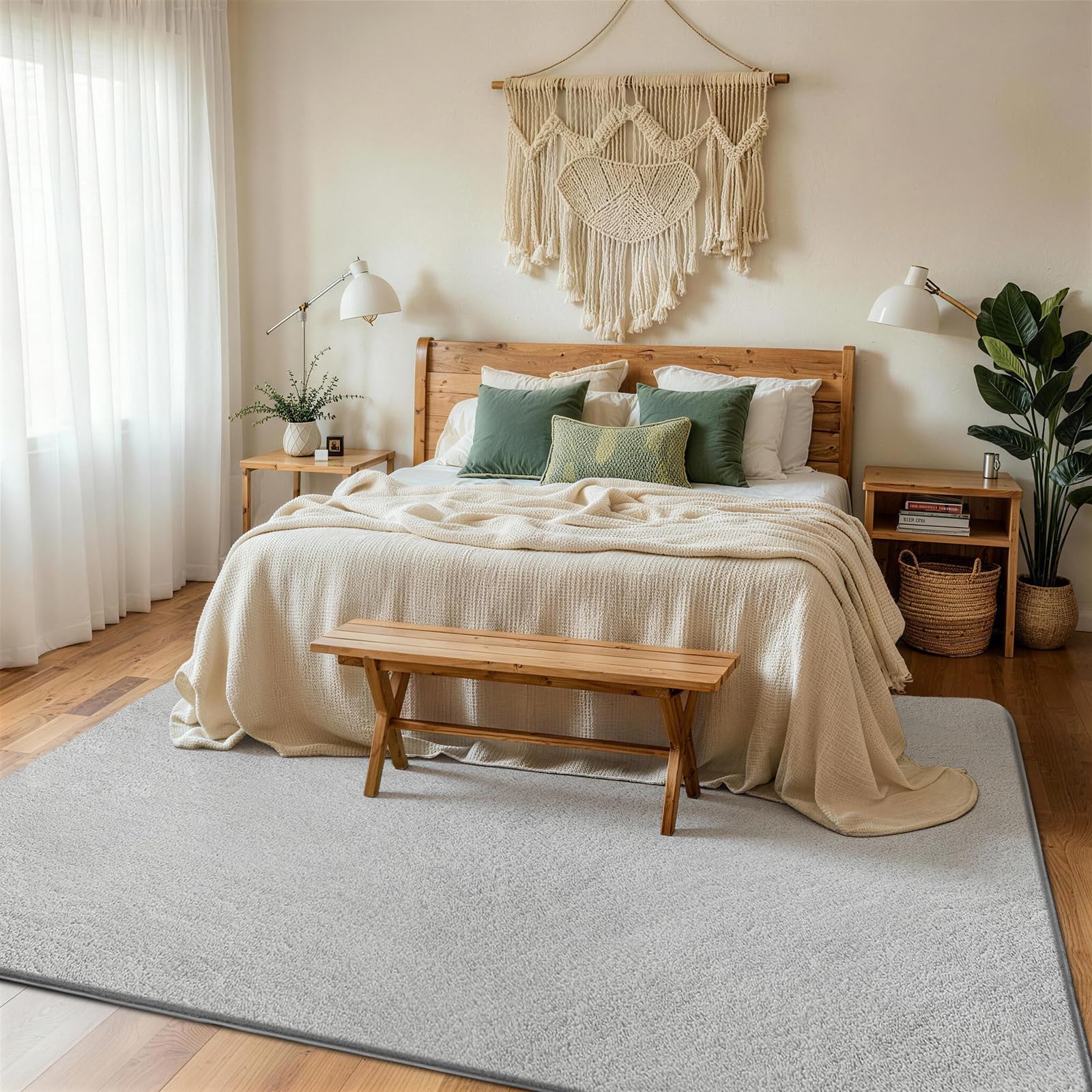 XSIVOD Tappeto morbido per soggiorno, camera da letto, camera dei bambini, lavabile, antiscivolo, moderno, per sala giochi, studio, ufficio, 200 x 300 cm, grigio chiaro