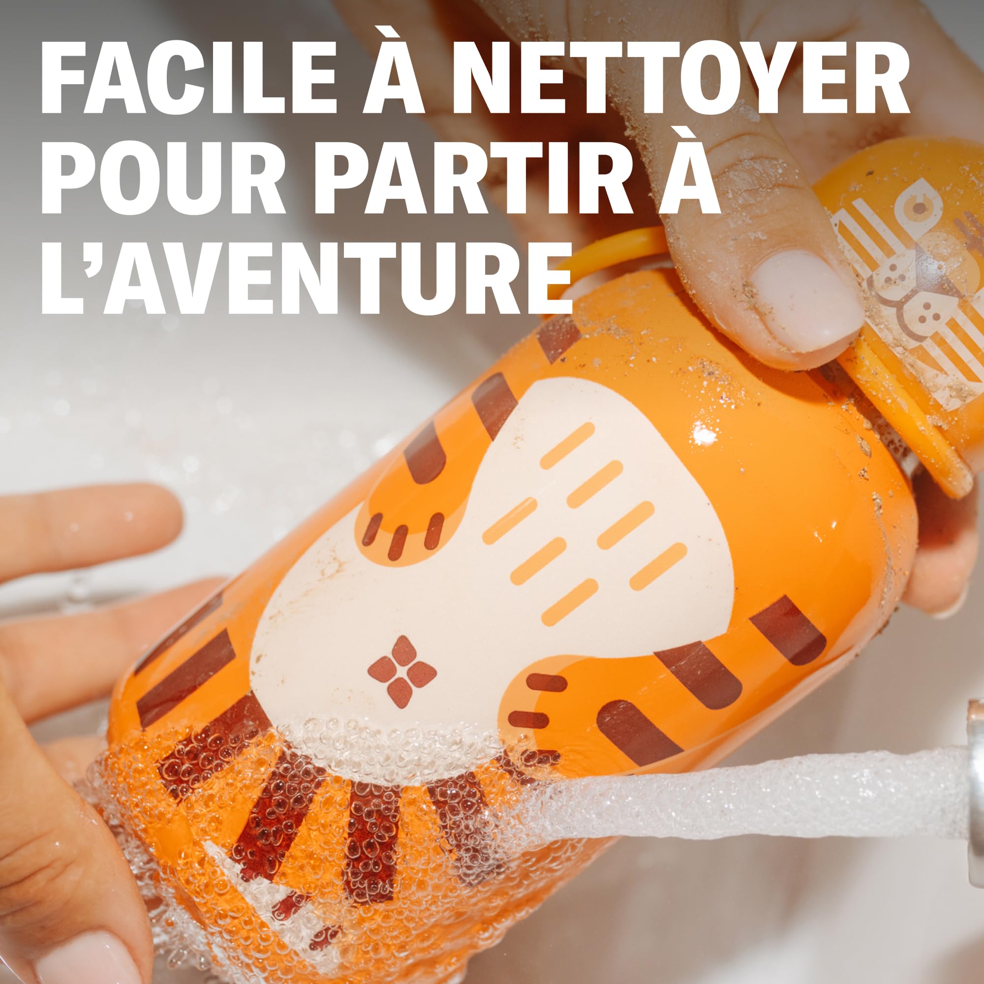 Waterdrop Gourde Enfant Inox 400ml Bouteille Isotherme Réutilisable Anti-Fuite avec Paille