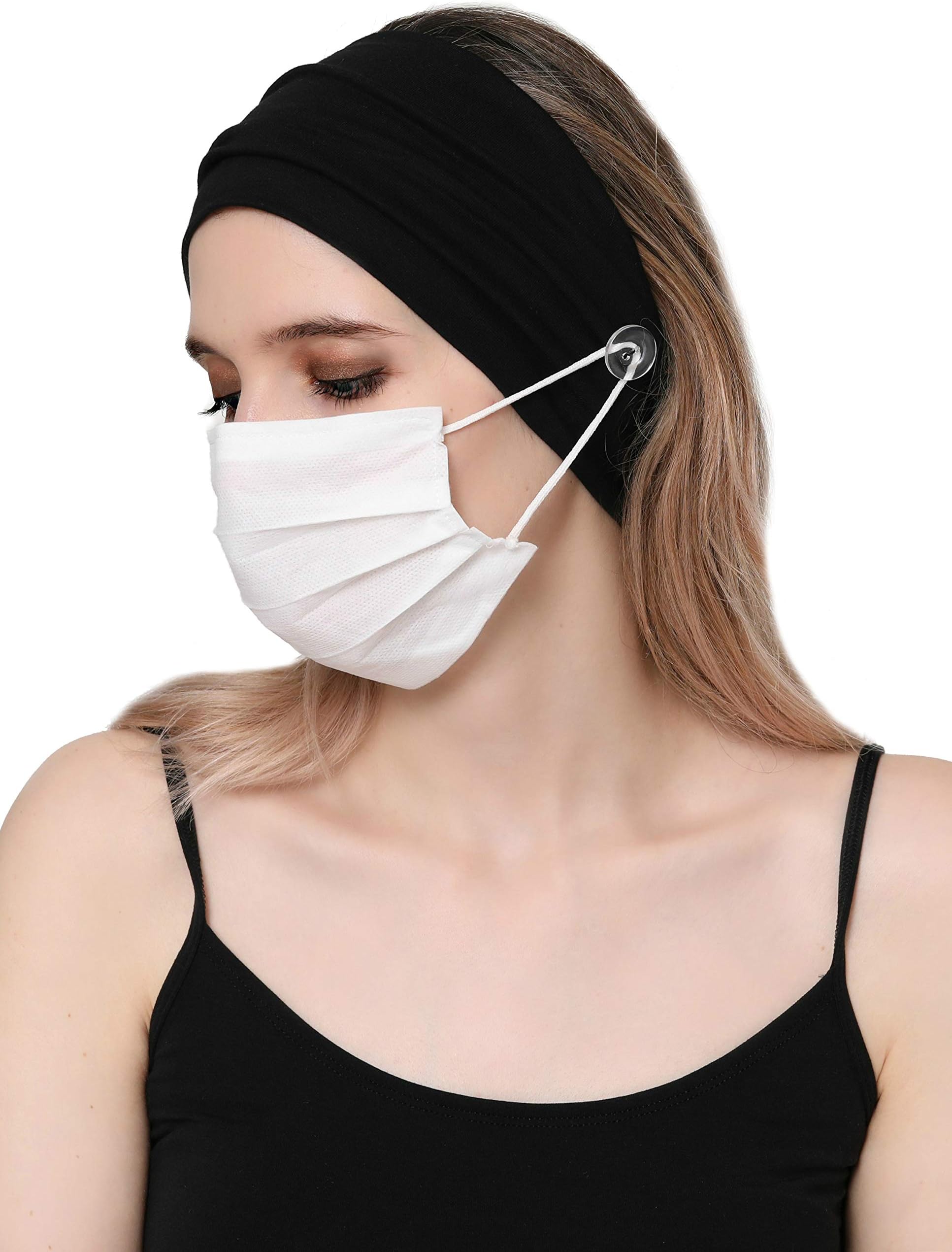 Deresina Plain Headband Button Headband for Face Mask Holder-Ear Protection