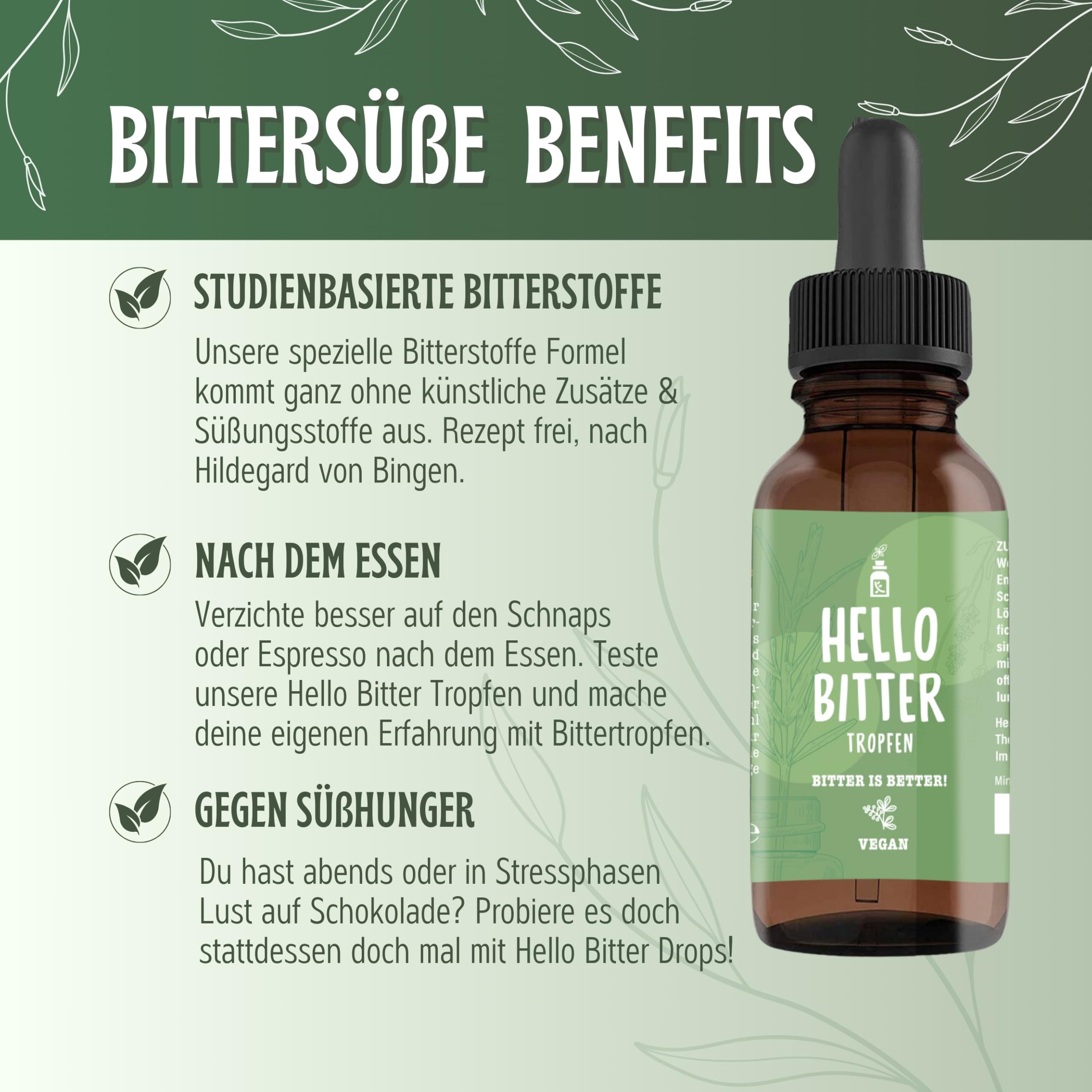 HelloBitter® - Bittertropfen Set 3x 50ml nach Hildegard von Bingen - Bitterkräuter/Bitterstoffe Tropfen vegan - hohe Bioverfügbarkeit, Laborgeprüft, hochdosiert, flüssig