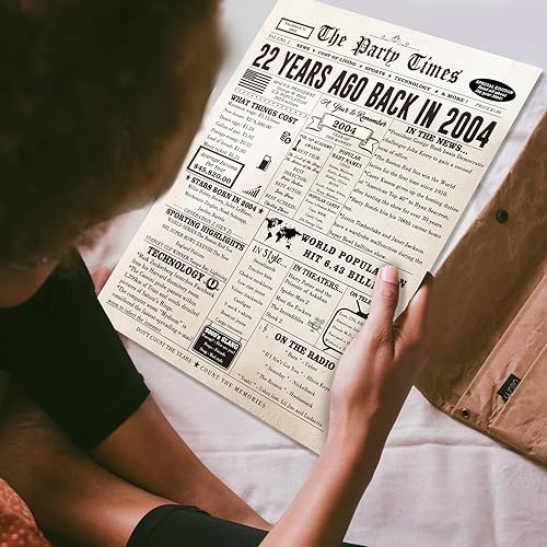 Miniatura 5 de Tarjeta jumbo de cumpleaños 22 para novio, novia, tarjeta retro de decoración de fiesta de cumpleaños de 22 años para mujeres y hombres, regalos