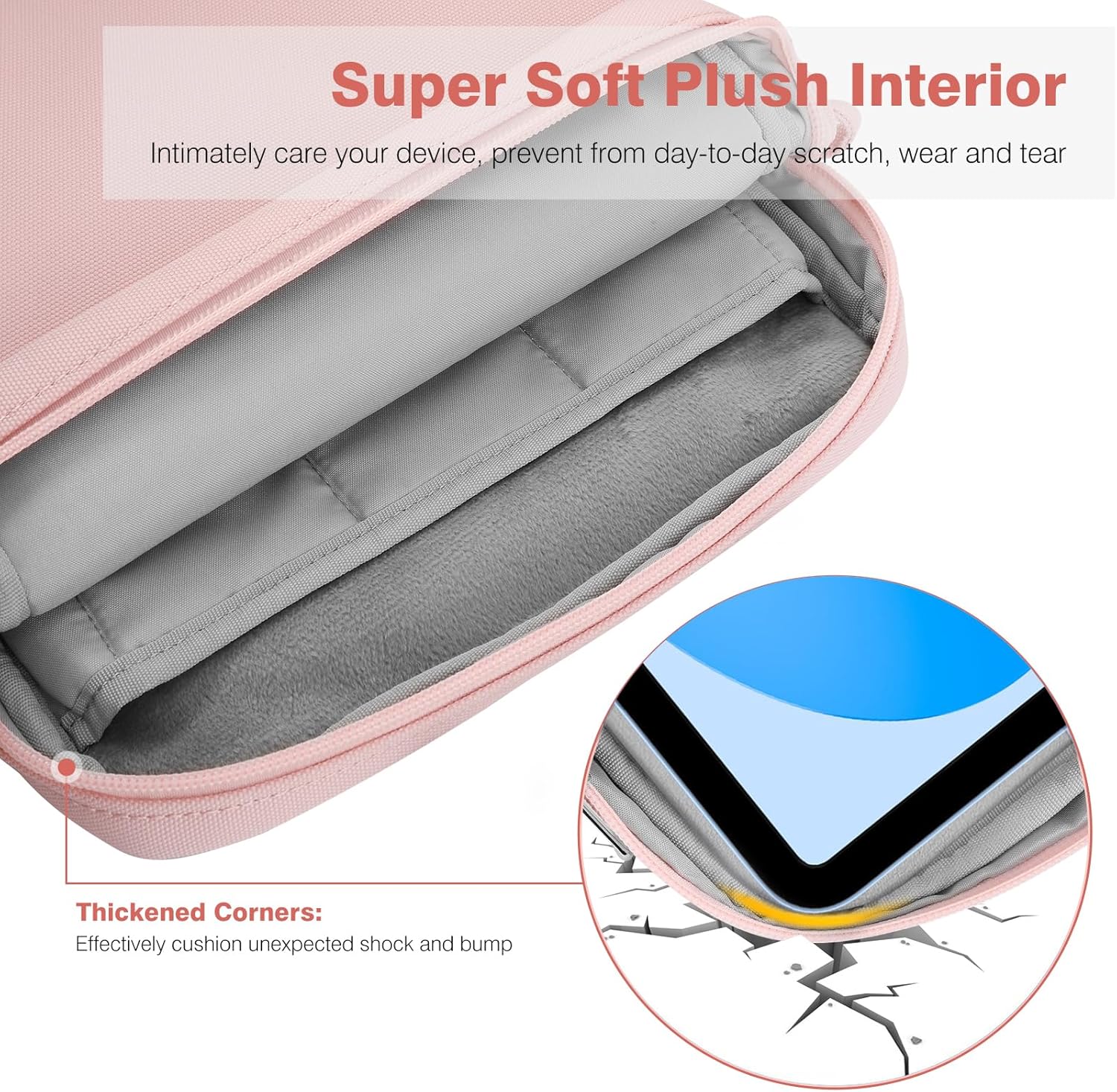 Dadanism 9-11 Inch Tablet Sleeve Bag Carrying Case with Shoulder Strap for iPad (A16) 11", iPad 10th Gen 10.9" Air 5/4, i-Pad Air/Pro 11", i-Pad 9/8/7th 10.2", Galaxy Tab A9+ Plus 11", Pink - Image 5