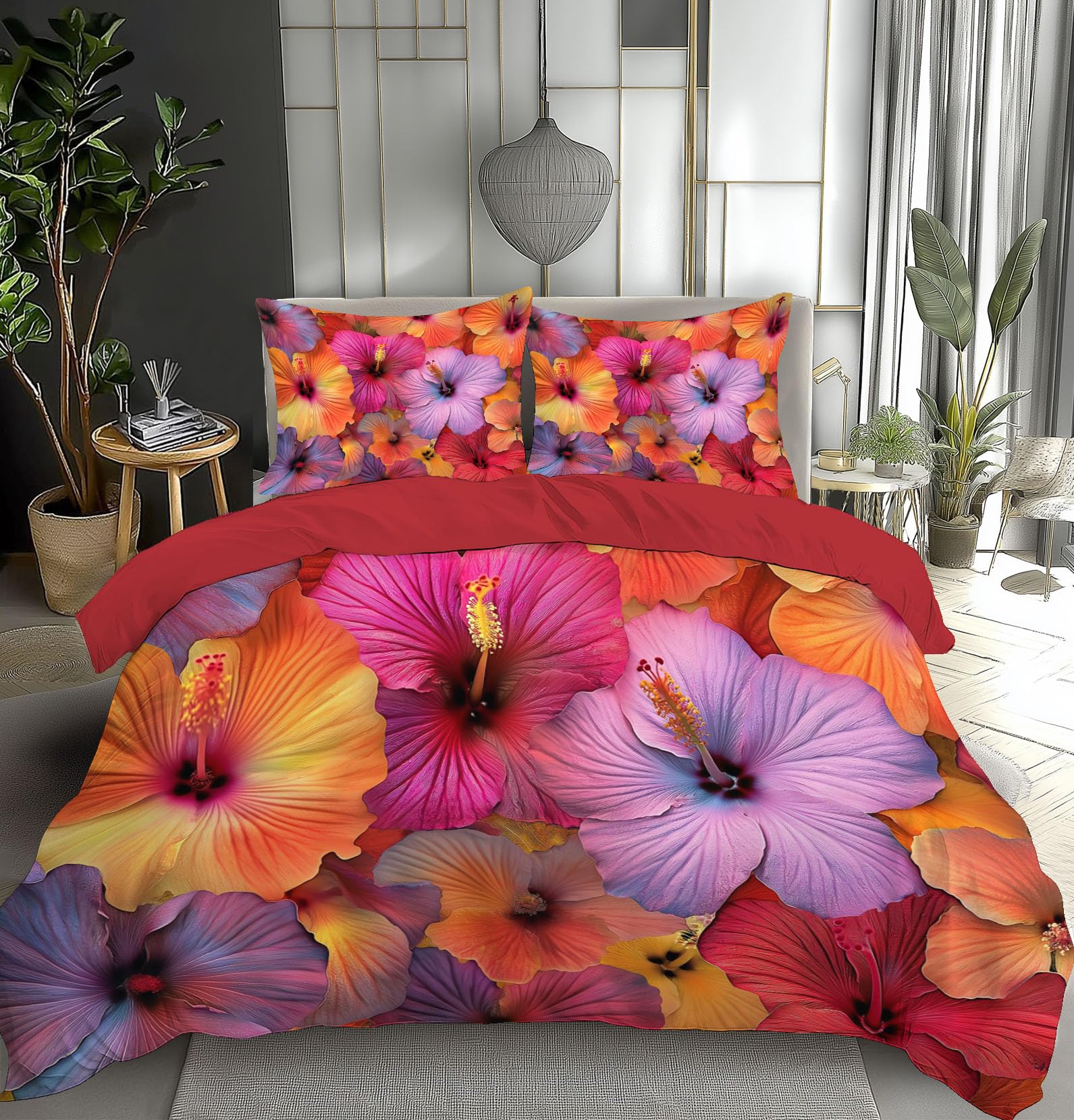 Housse de couette 200x200 orange et rose pour illuminer la chambre d'une fille