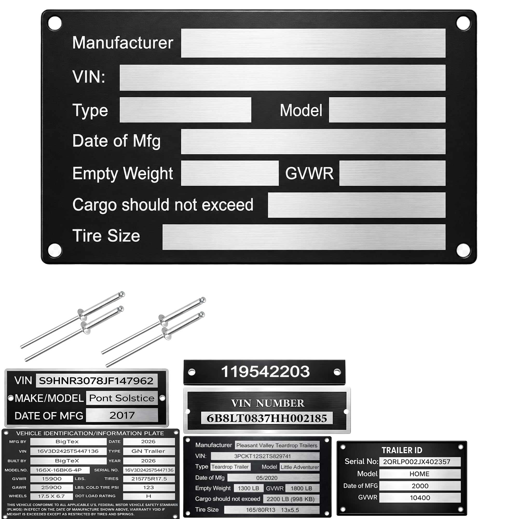 Vin Plates for Trailers, Vin Plate,Blank Aluminum Vin Plate Replacement,Trailer Vin Plate Replacement,Vin Tag,Vin Number Plate Replacement!