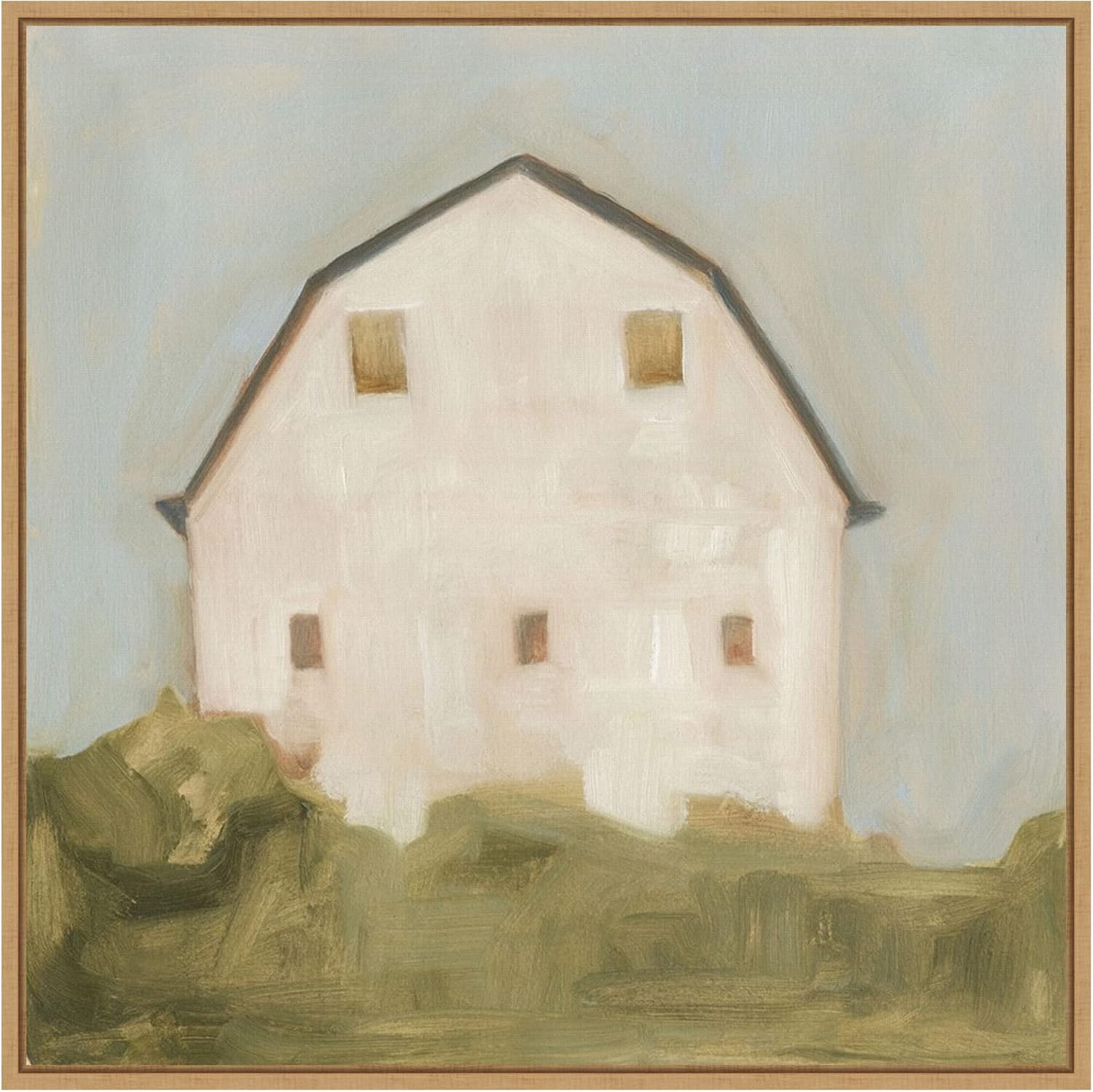 Amanti Art Framed Canvas Wall Art 30x30 Serene Barn III by Emma Scarvey, Framed Wall Art Canvas, Landscapes Artwork, Modern Decor, Large Poster Painting for Living Room, Bedroom, Bathroom, Kitchen,