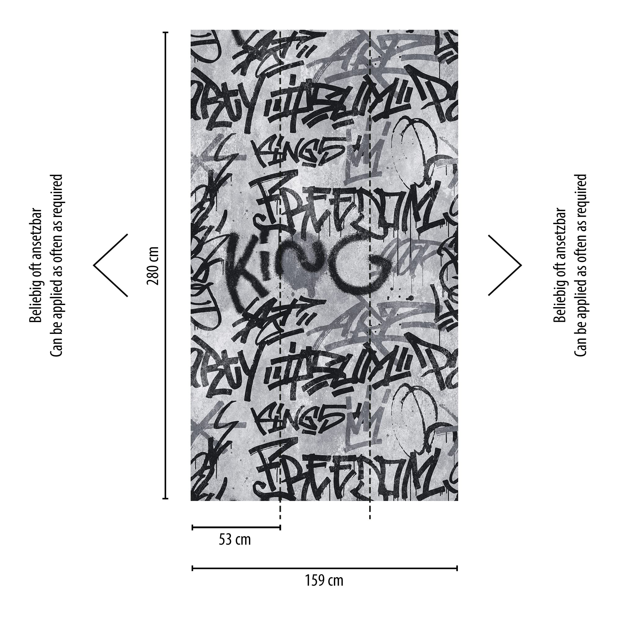 Livingwalls Graffiti 382511 - Carta da parati moderna in tessuto non tessuto, 1,59 x 2,80 m, made in Germany