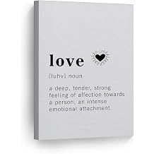 Smile Art Design Funny Noun Dictionary Definition of Love Canvas Print Inspirational Quote Sign Office Living Room Bedroom Bathroom Wall Decor Wall Art Home Decor Ready to Hang Made in USA 12x8