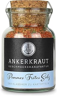 Ankerkraut Pommes Frites Salz, Pommes Gewürz, für traditionelle Pommes als auch Süßkartoffelpommes, 130g im Korkenglas
