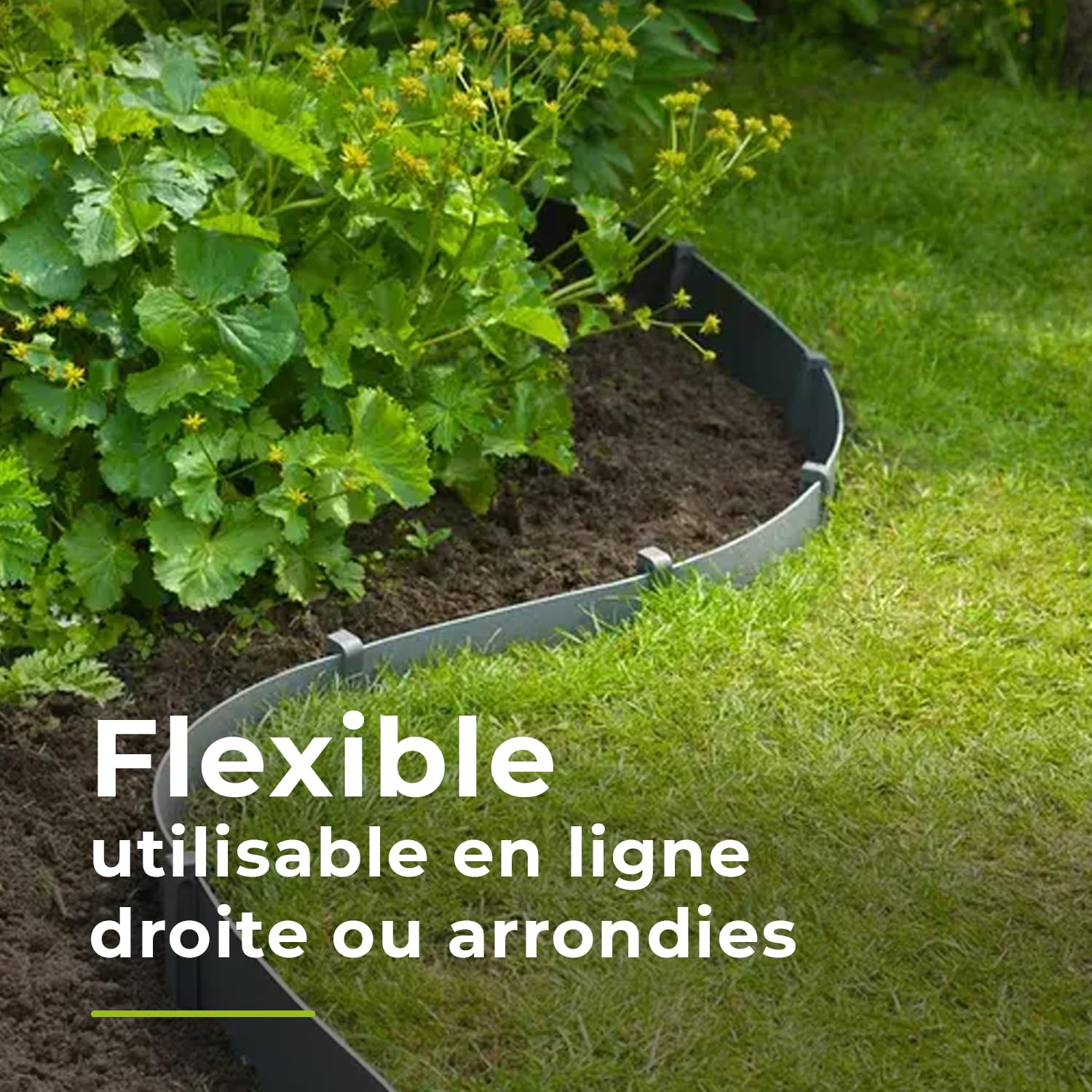 Jardiprotec - Borde de jardín flexible de plástico reciclado, color gris, 20 cm x 10 m