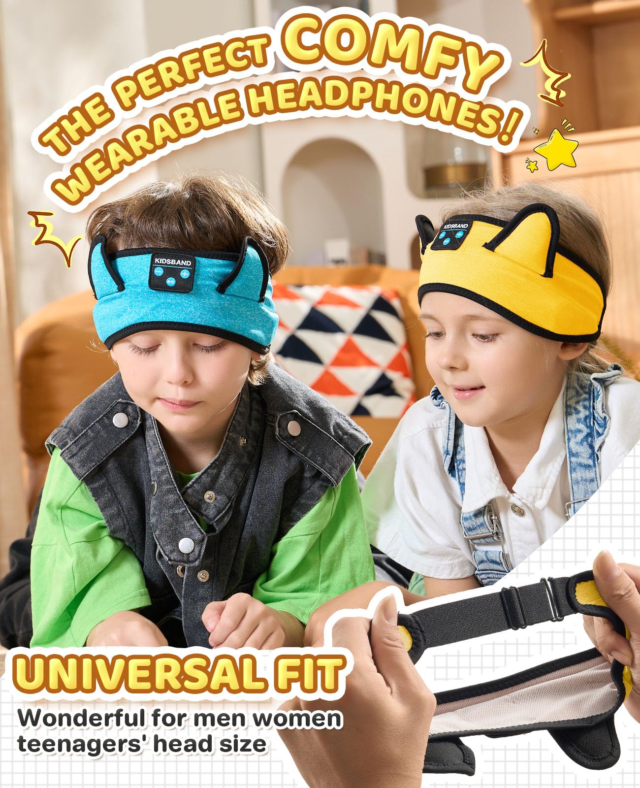 Diadema de auriculares para niños pequeños, bebés y niños, reproducción inalámbrica con Bluetooth, conector de 3,5 mm, ajuste cómodo, sin presión en las orejas, volumen seguro limitado, ajustable para