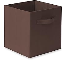 Vista 2 de Casafield Set of 6 Collapsible Fabric Cube Storage Bins, Brown - 11" Foldable Cloth Baskets for Shelves, Cubby Organizers & More Marrón